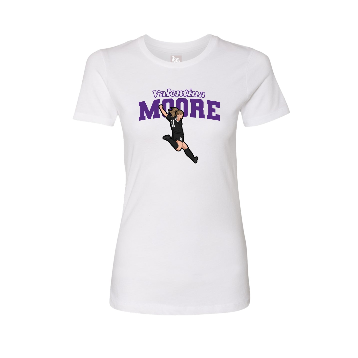 Fitted Women's Tee — Name Arch in White