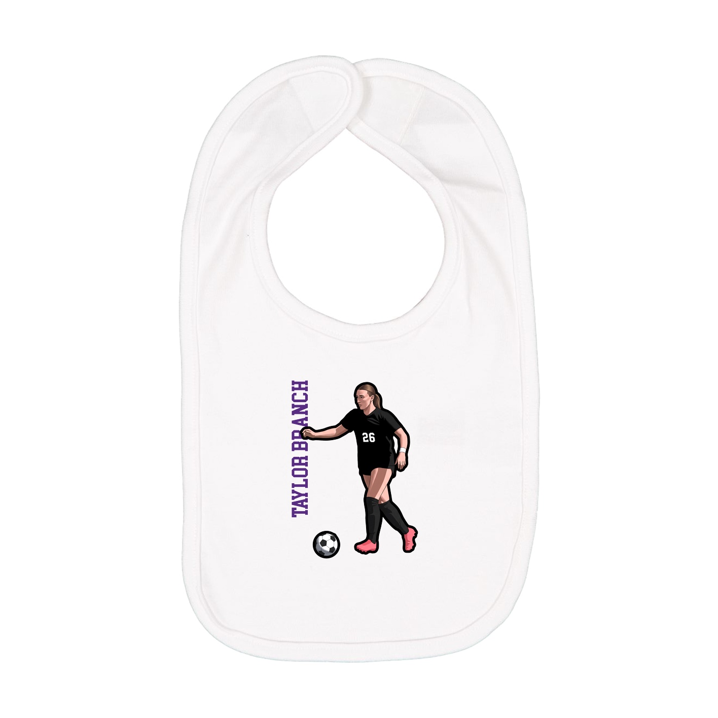 Infant Bib — Name Vertical in White
