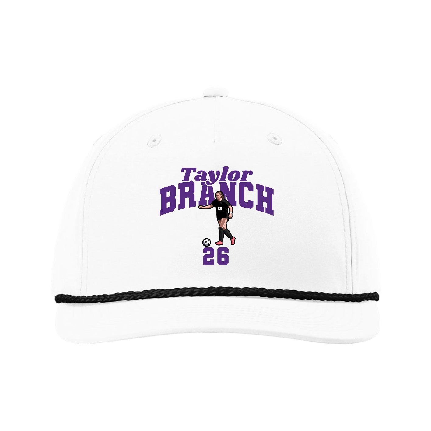 Five-Panel Classic Rope Cap — Signature Arch in White