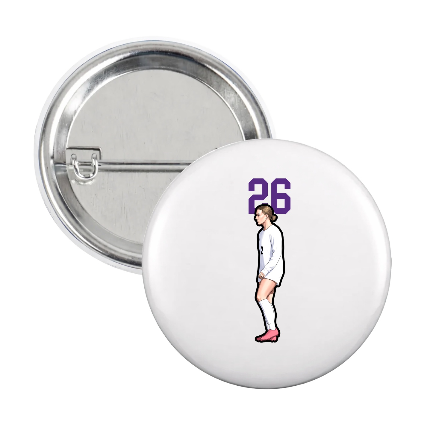 Game Day Button — Number Top in White