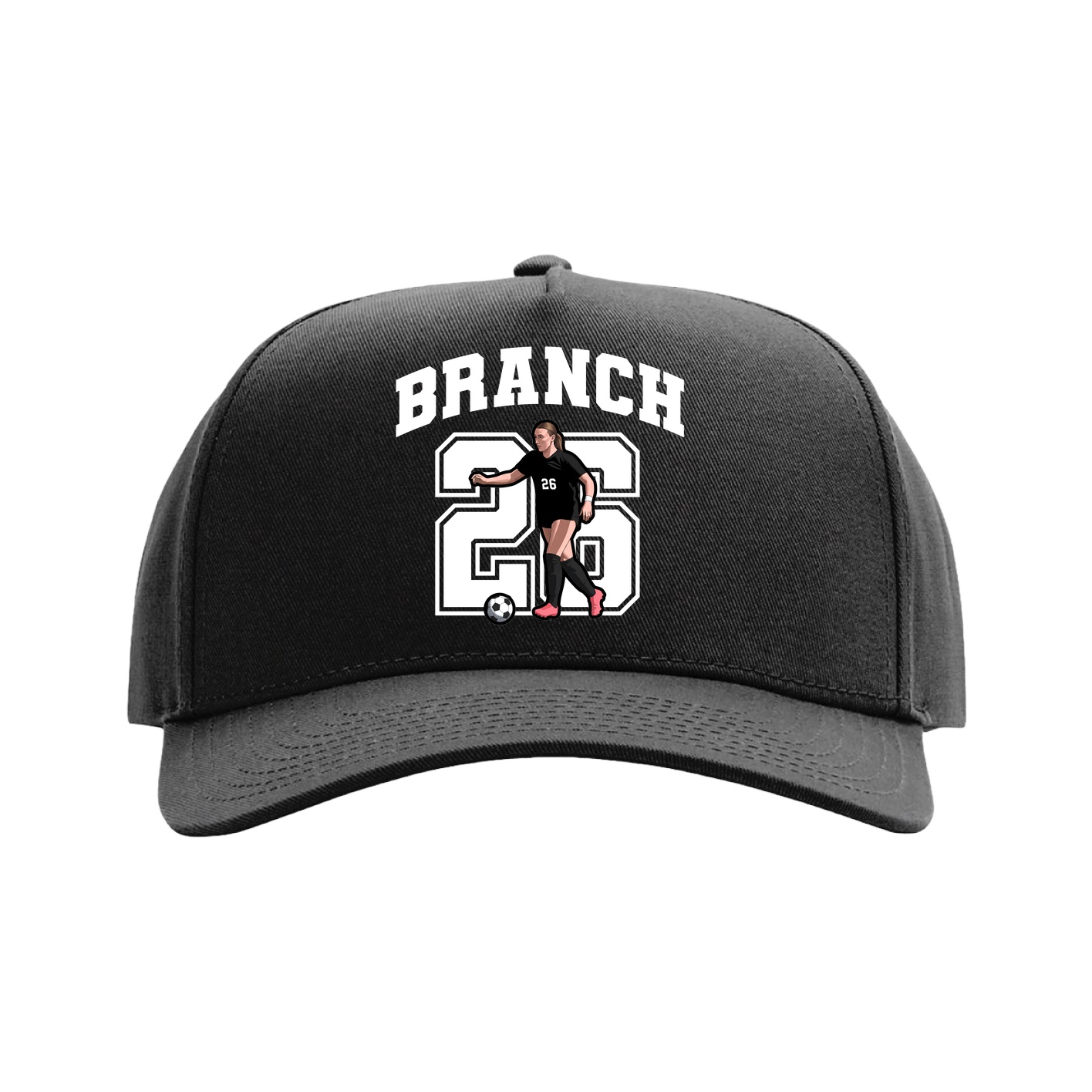 Full Fabric Five-Panel Champ Cap — Number in Black