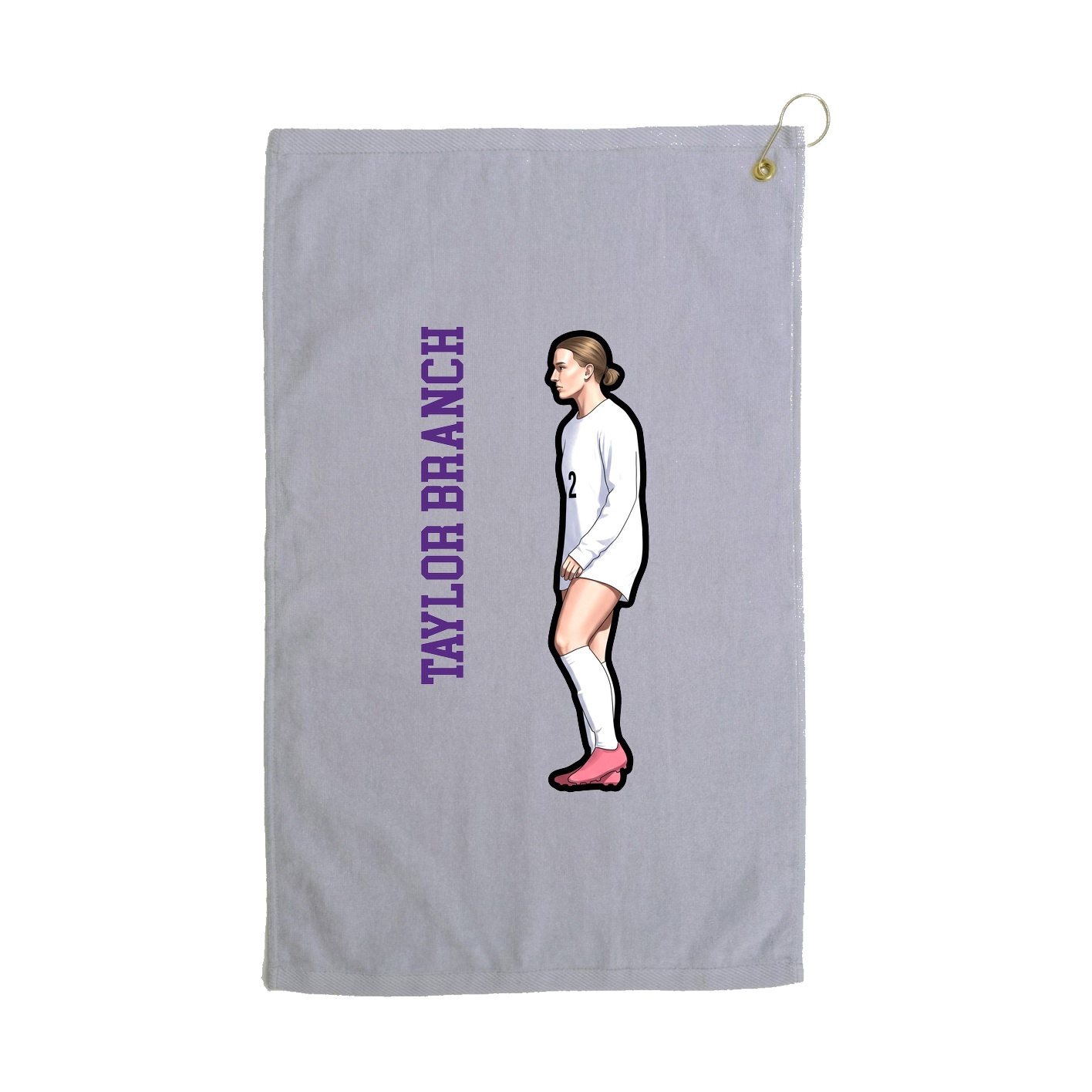 Golf Towel — Name Vertical in Grey