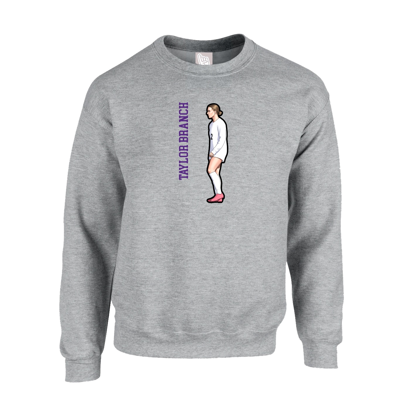 Fleece Crew — Name Vertical in Grey