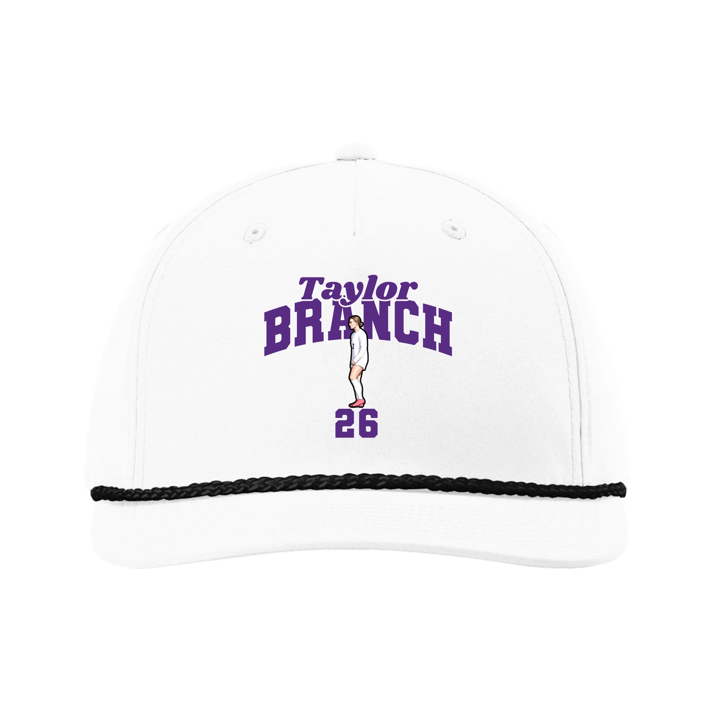 Five-Panel Classic Rope Cap — Signature Arch in White