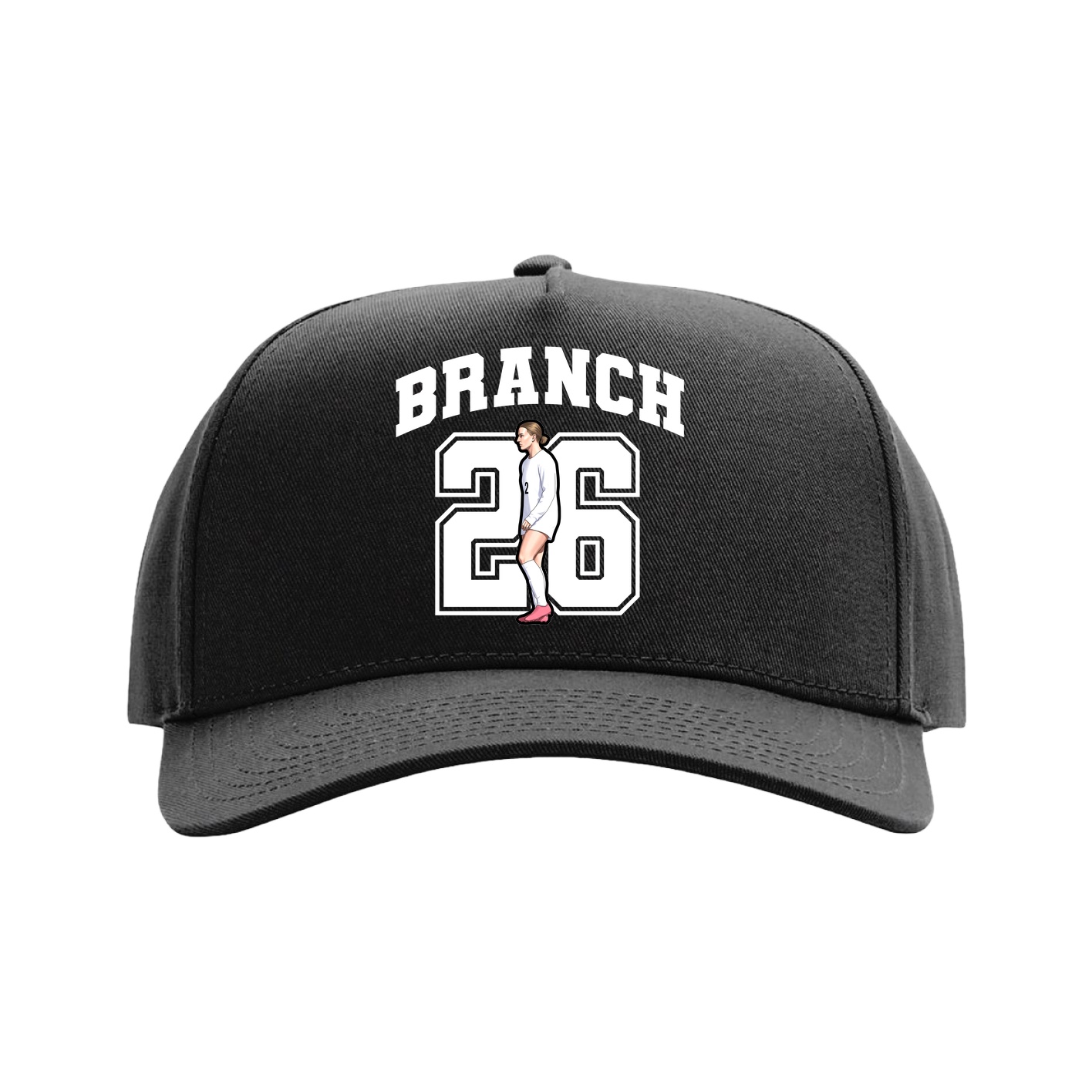 Full Fabric Five-Panel Champ Cap — Number in Black