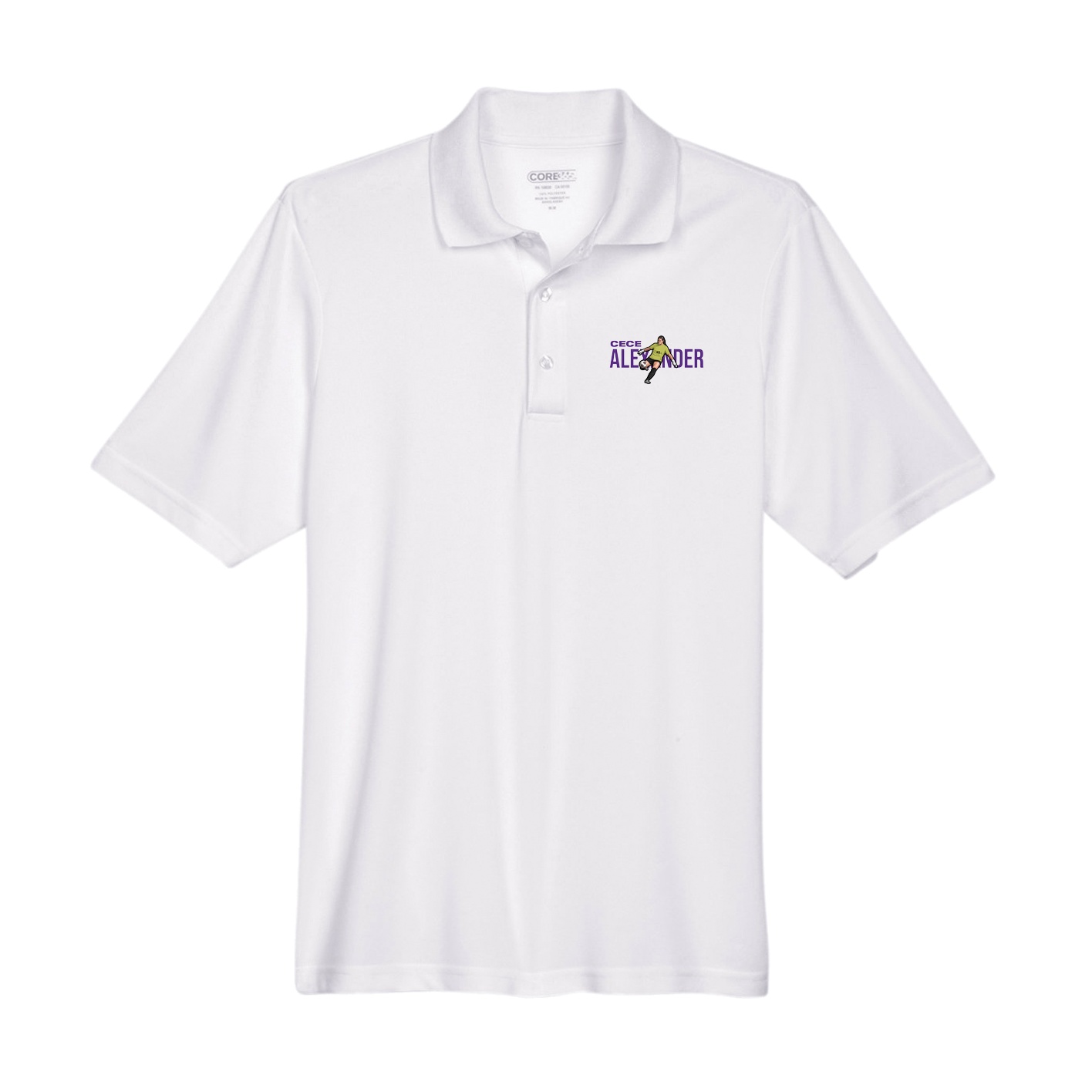 Performance Polo — Player Name in White