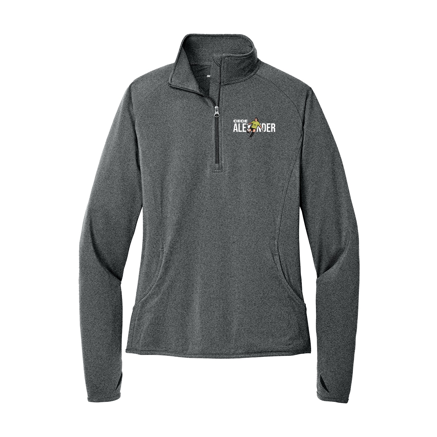 Women's Q-Zip Pullover — Player Name in Grey