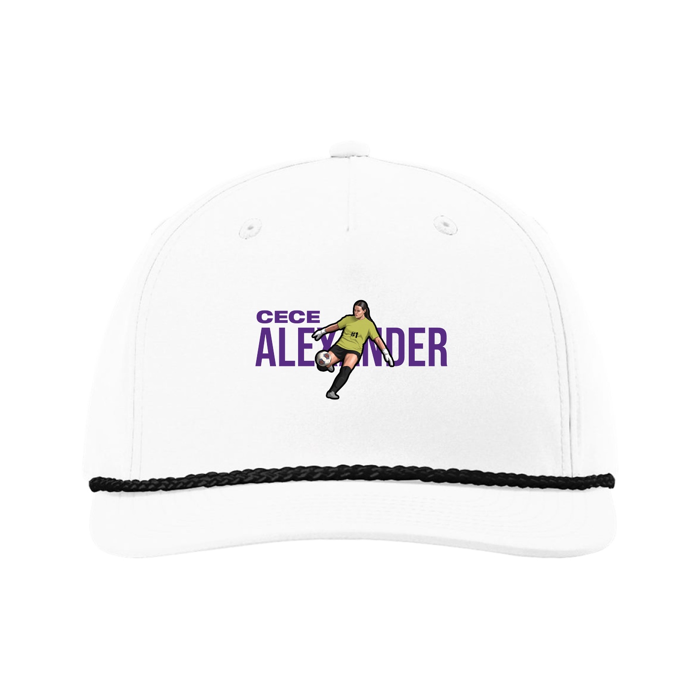Five-Panel Classic Rope Cap — Player Name in White