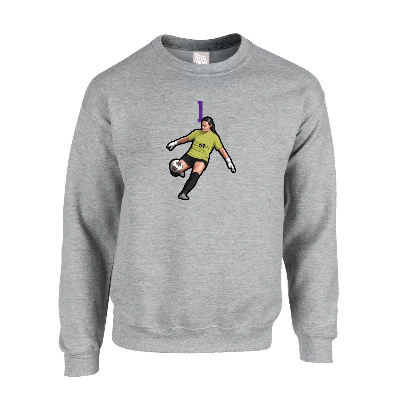 Fleece Crew — Number Top in Grey