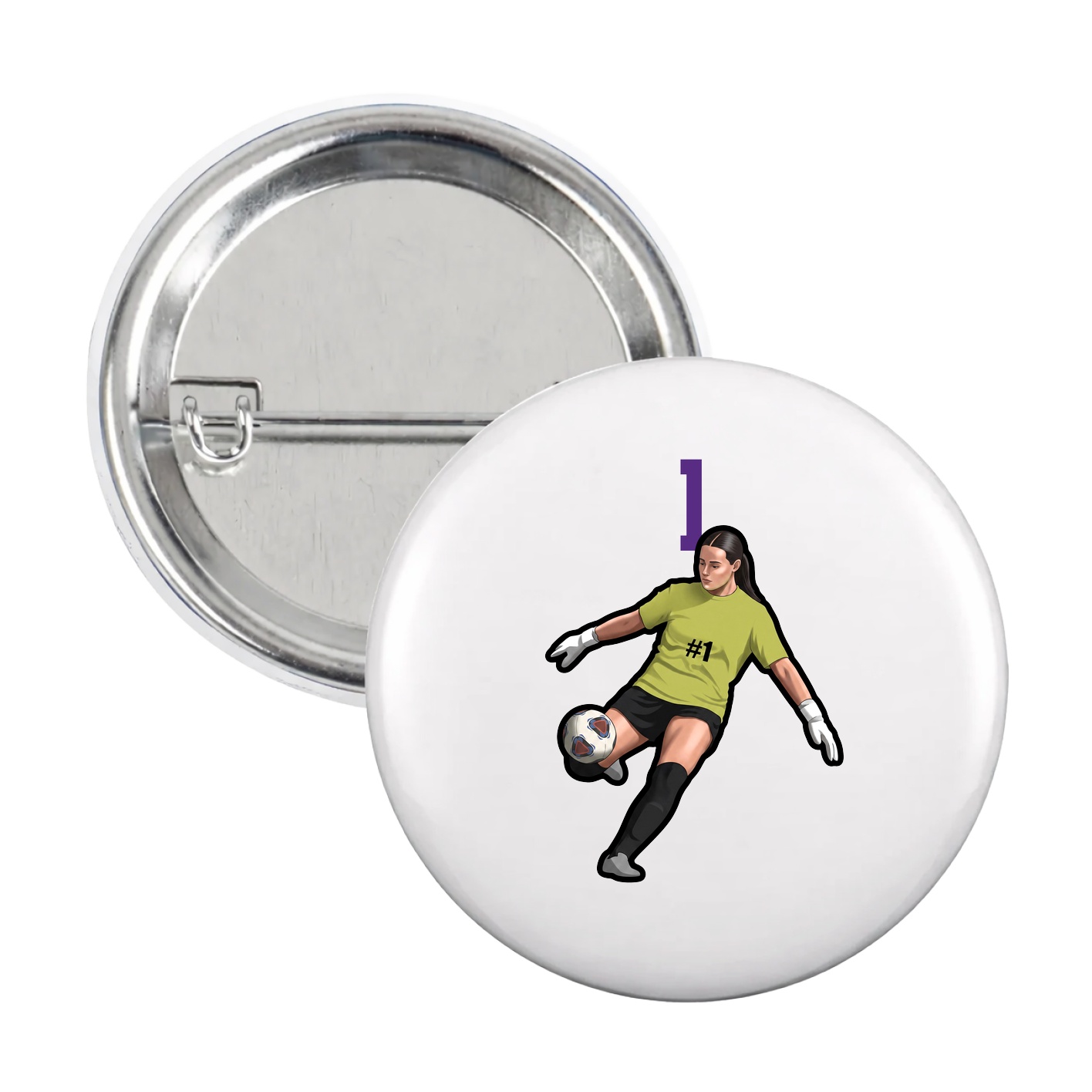 Game Day Button — Number Top in White