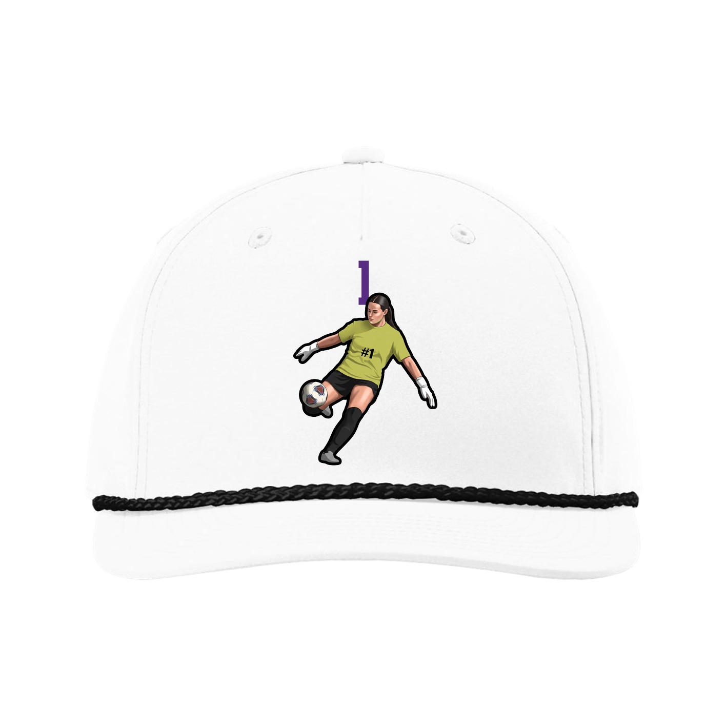 Five-Panel Classic Rope Cap — Number Top in White
