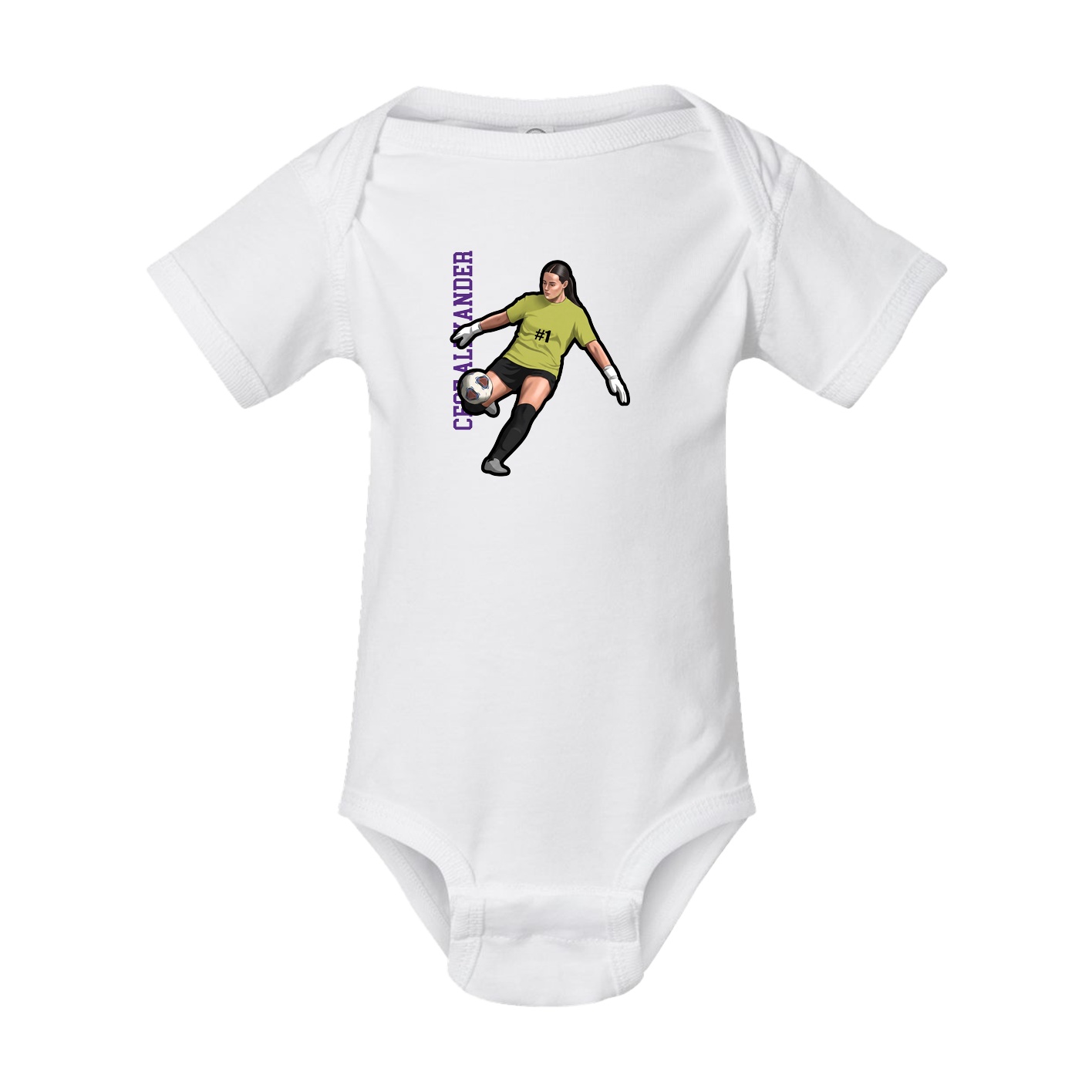 Baby Onesie — Name Vertical in White
