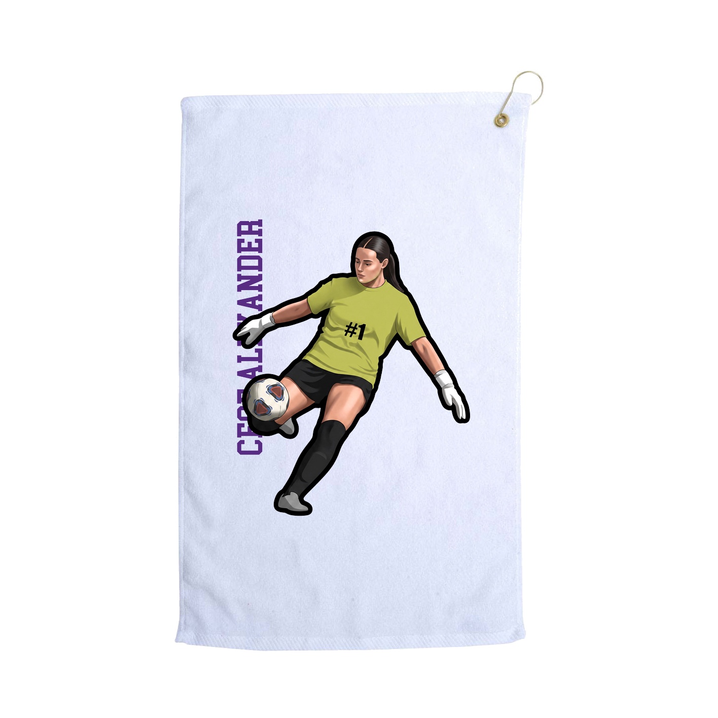 Golf Towel — Name Vertical in White
