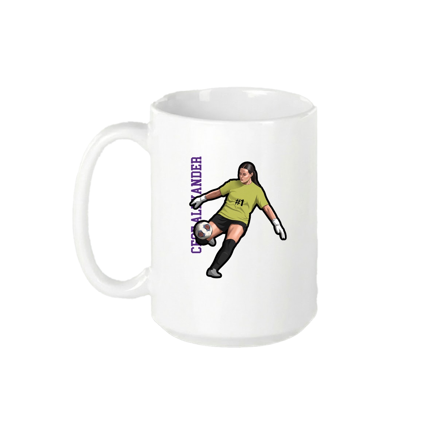 15oz Coffee Mug — Name Vertical in White