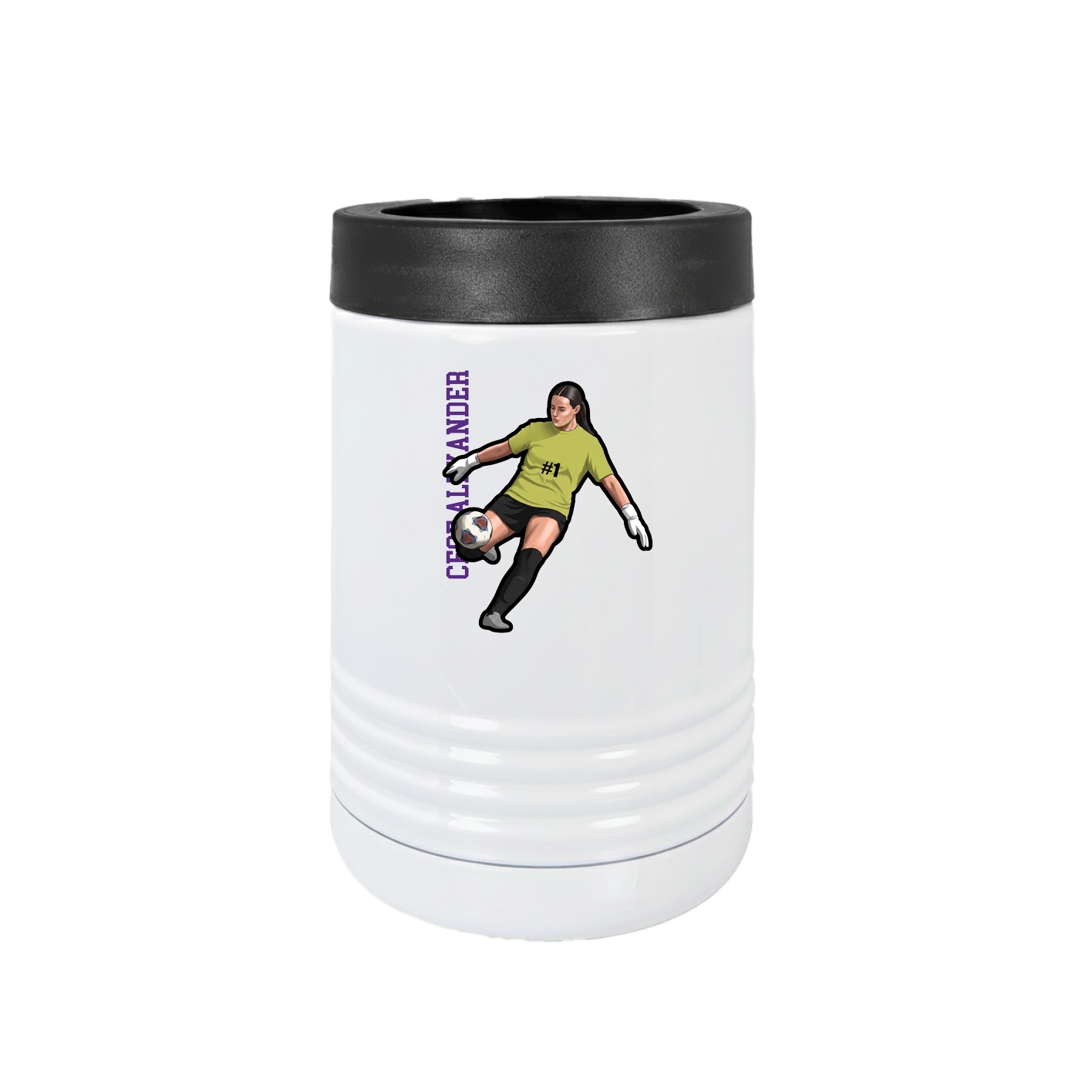 Beverage Holder — Name Vertical in White
