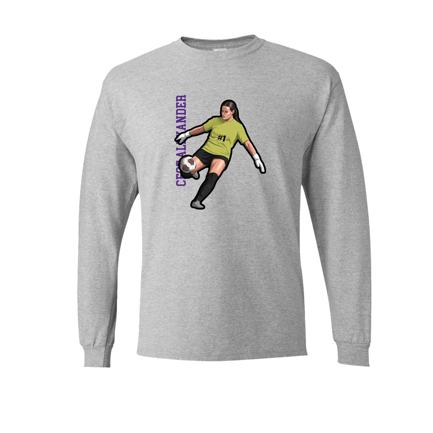 Long Sleeve Tee — Name Vertical in Grey