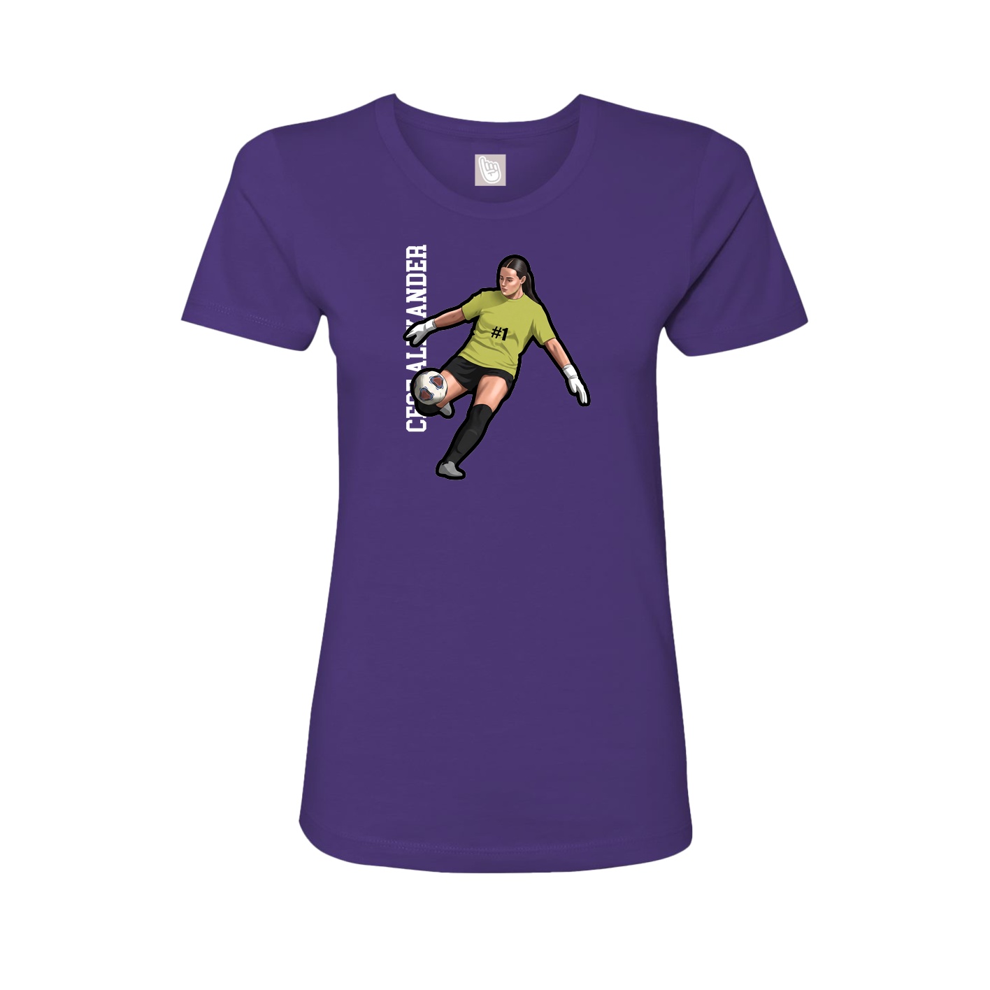 Fitted Women's Tee — Name Vertical in Purple