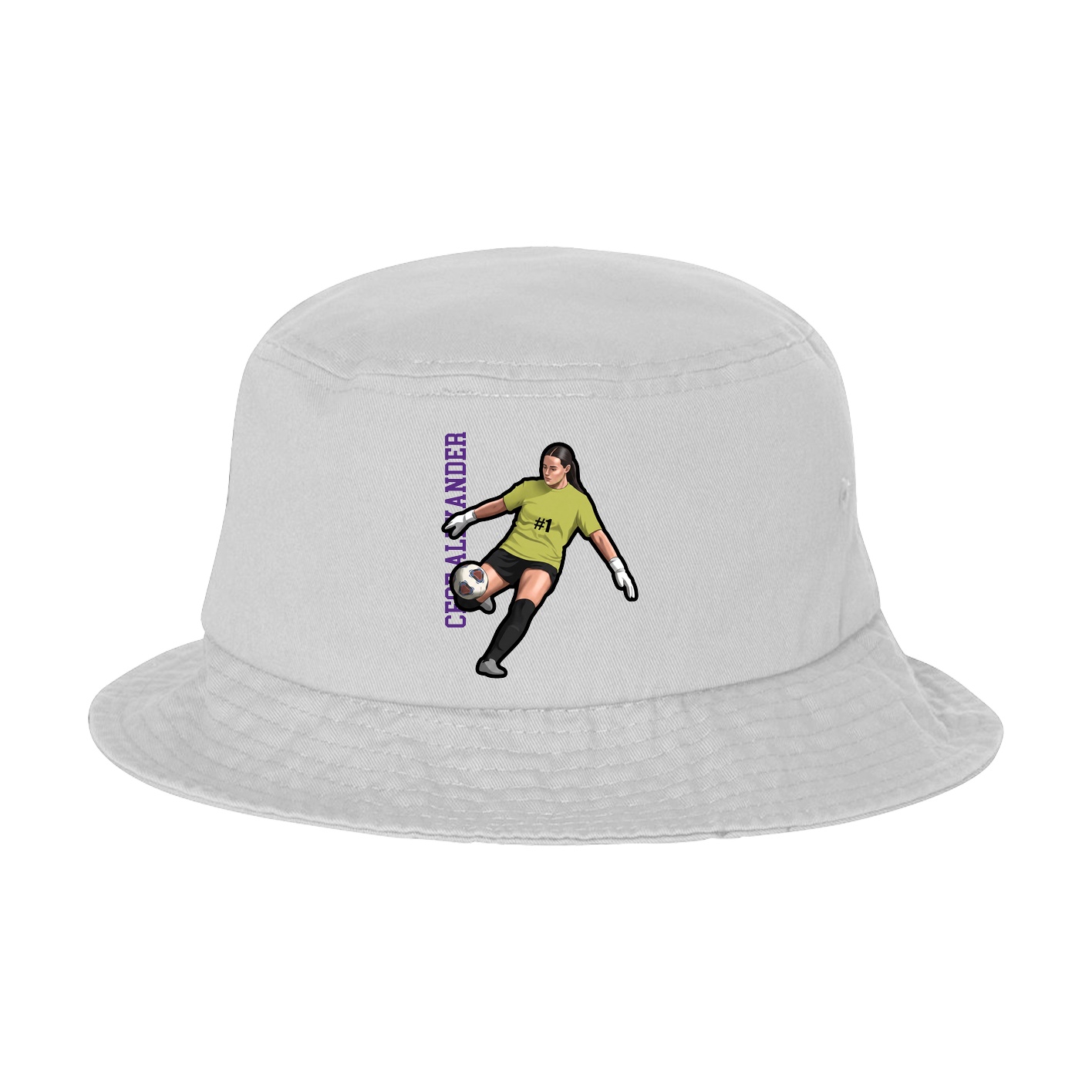 Bucket Cap — Name Vertical in White