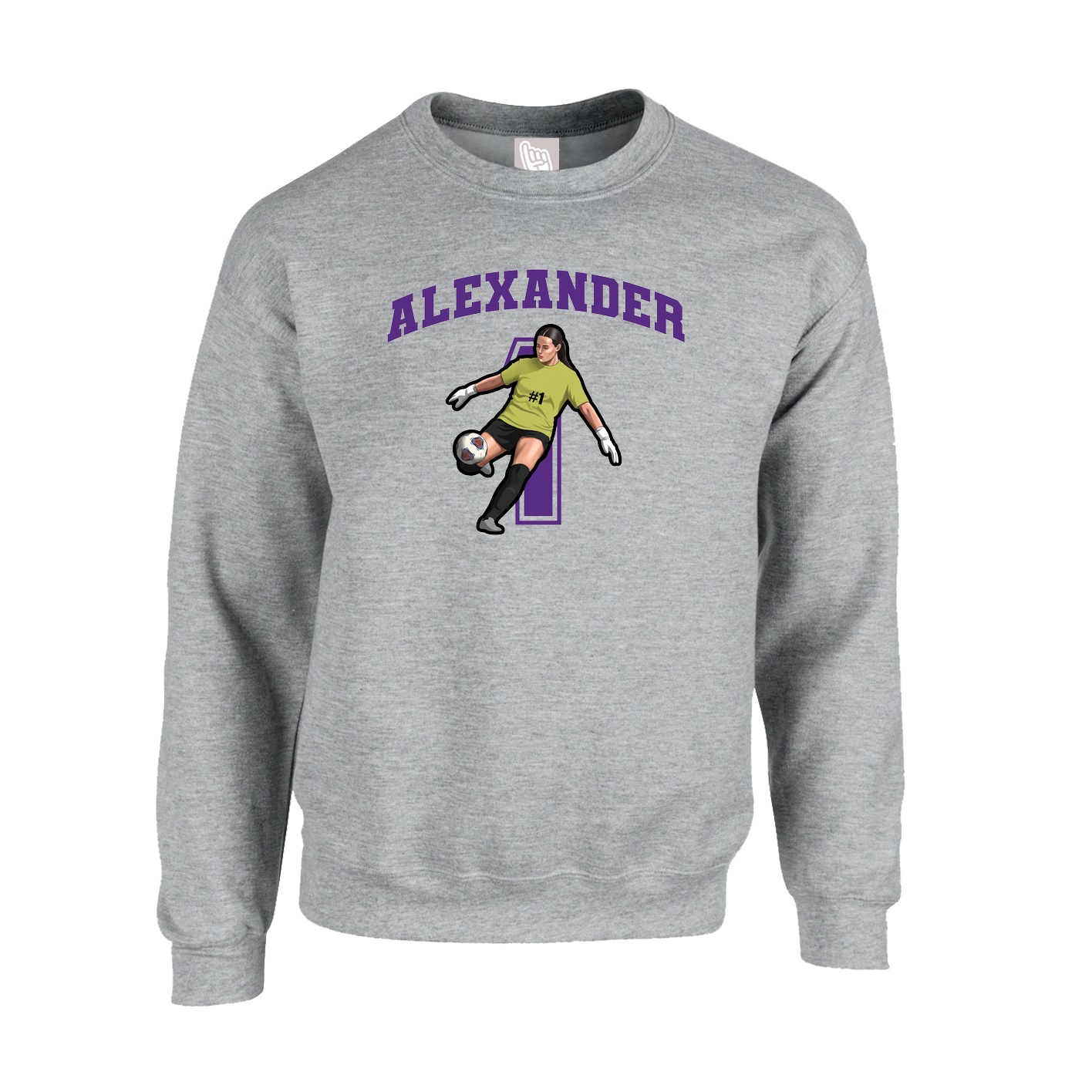 Fleece Crew — Number in Grey