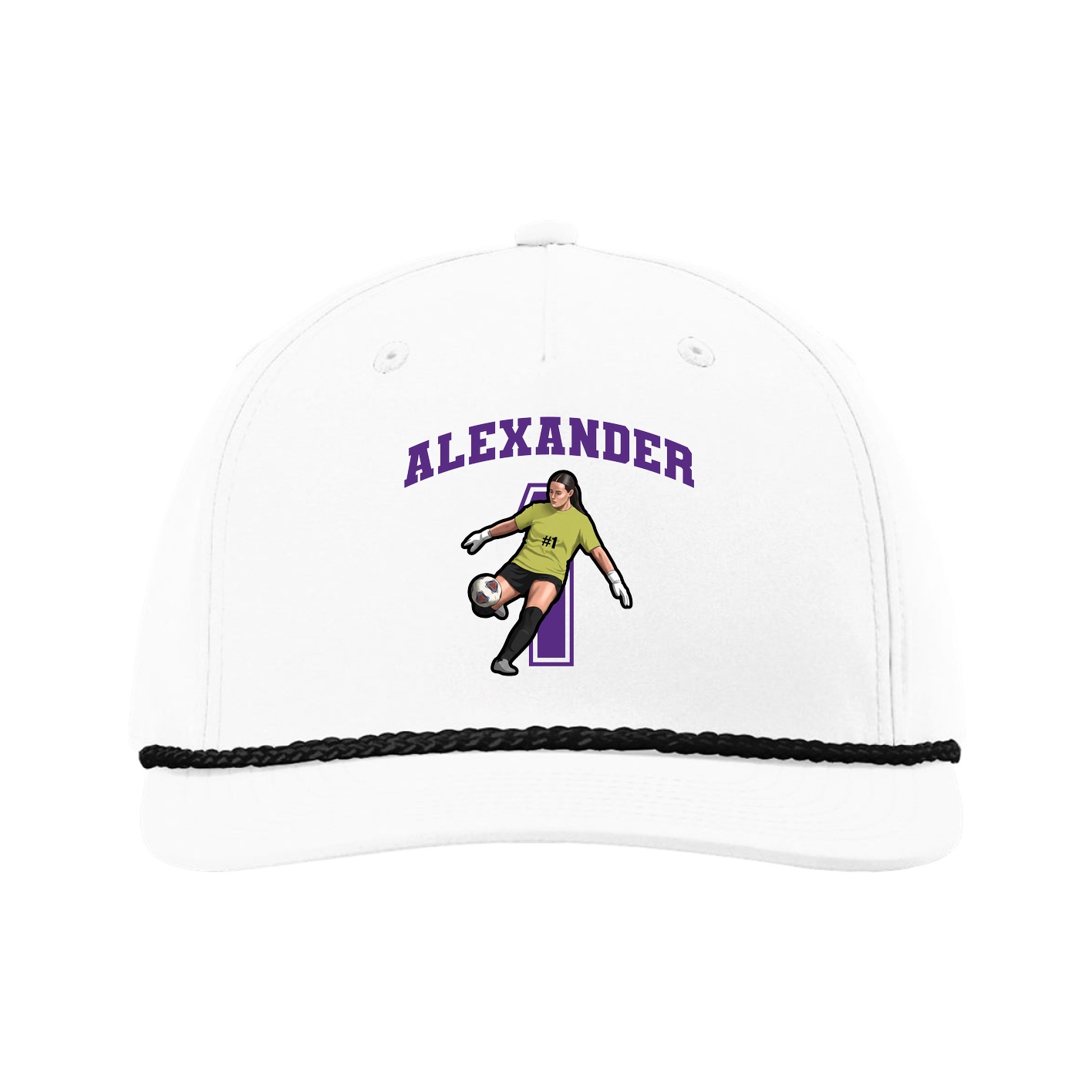 Five-Panel Classic Rope Cap — Number in White