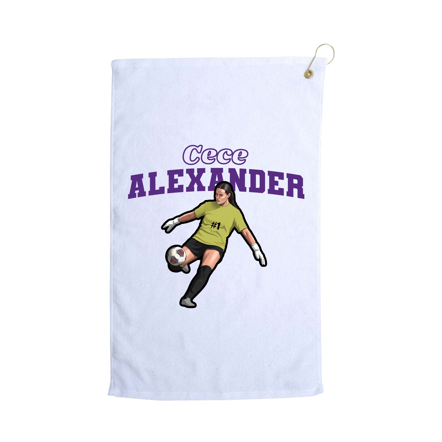 Golf Towel — Name Arch in White