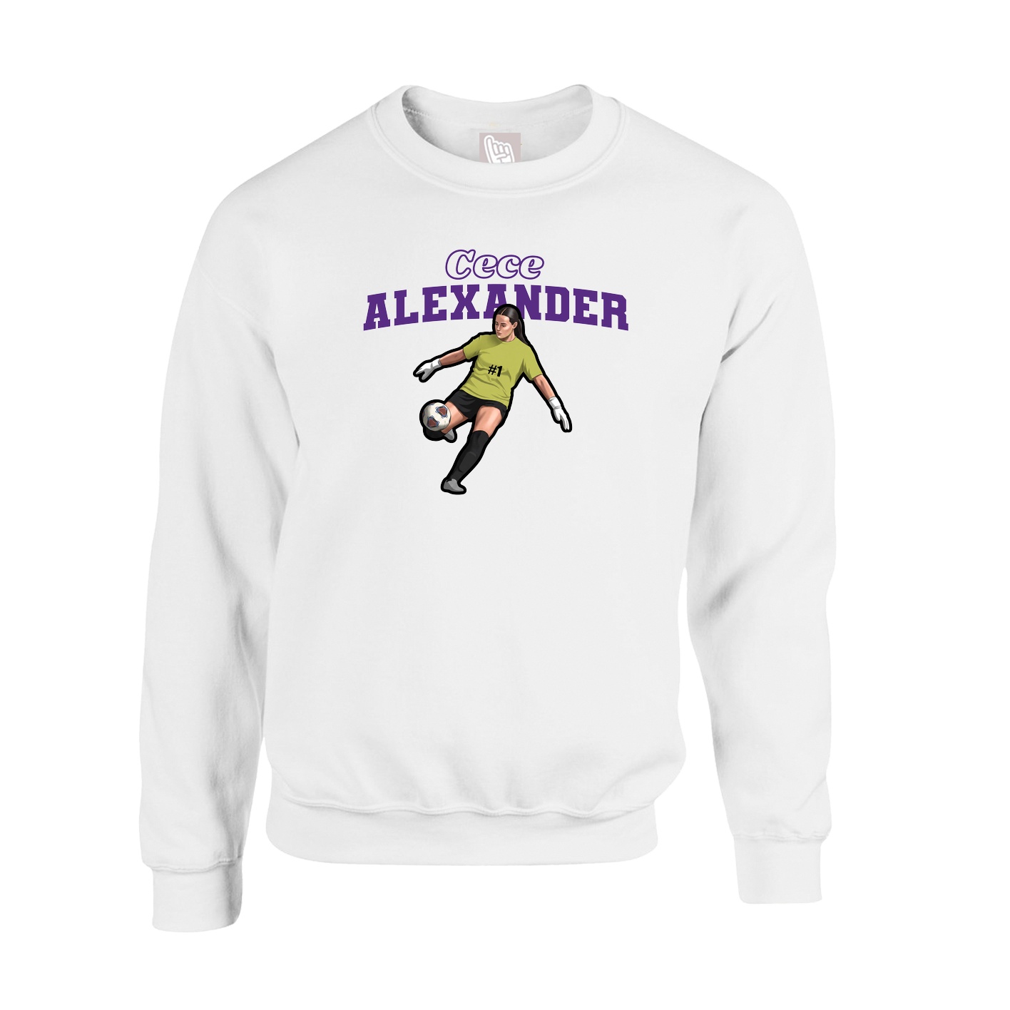 Fleece Crew — Name Arch in White