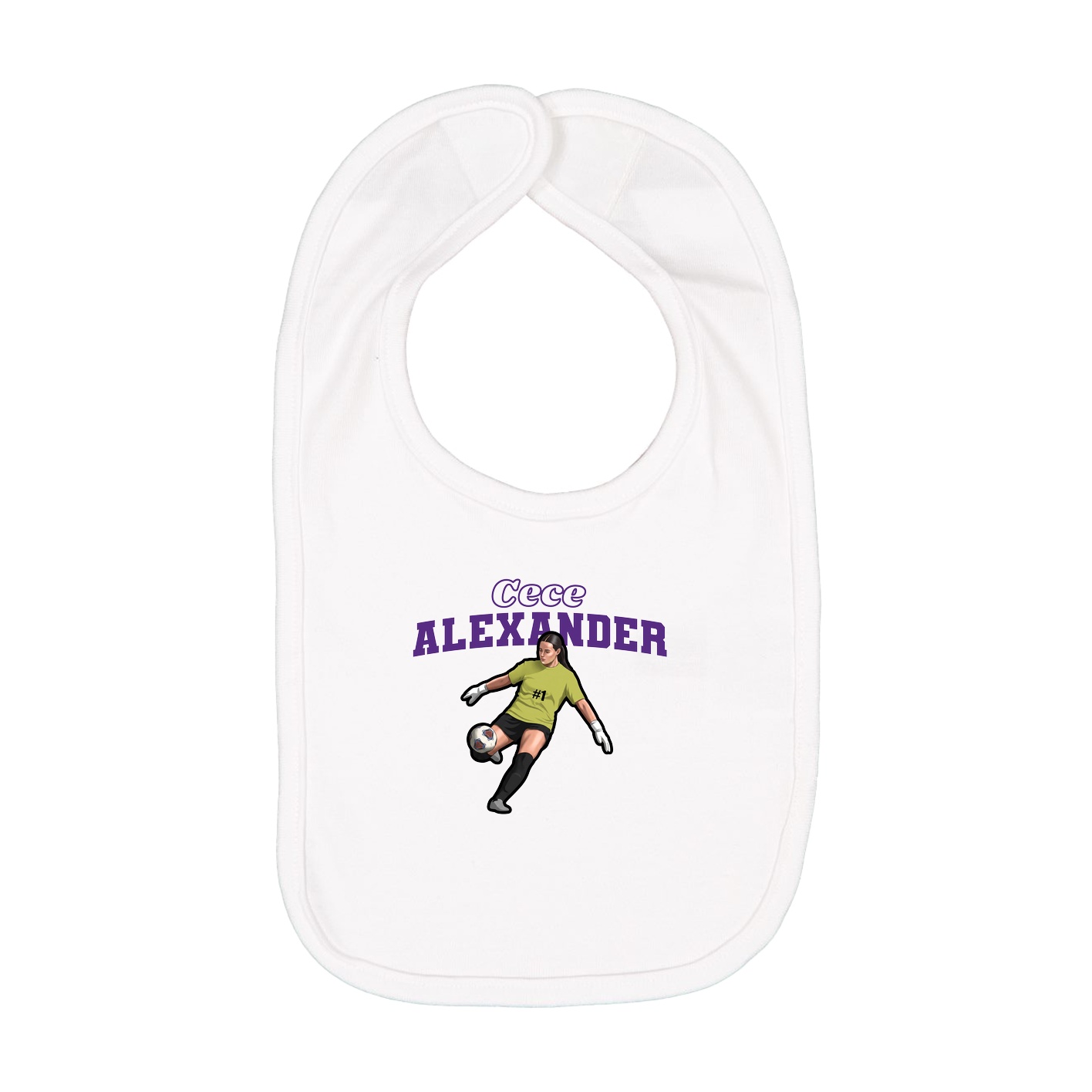 Infant Bib — Name Arch in White
