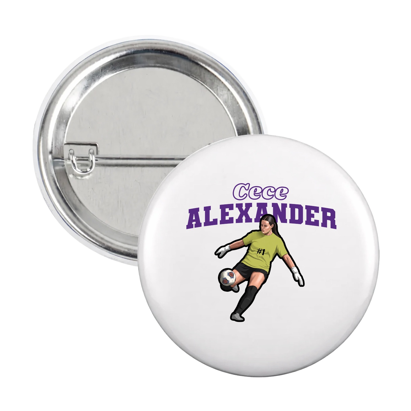 Game Day Button — Name Arch in White