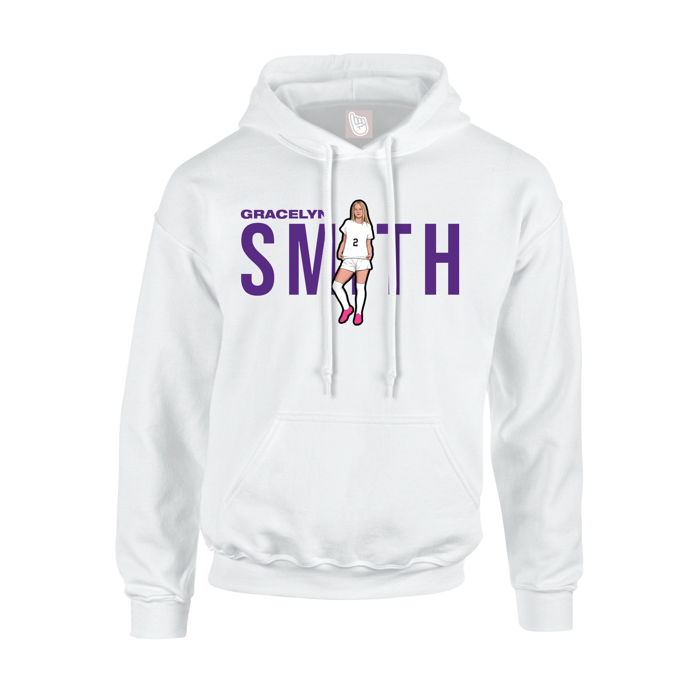 Youth Hoodie — Player Name in White