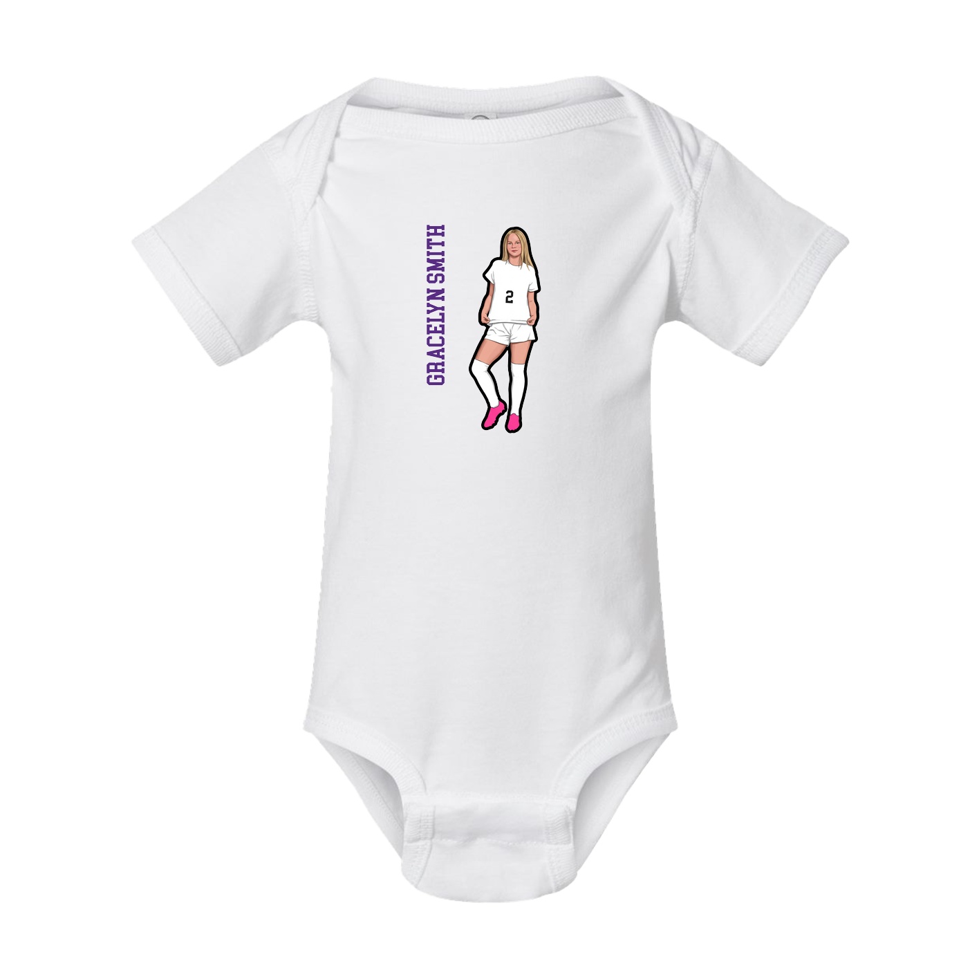 Baby Onesie — Name Vertical in White