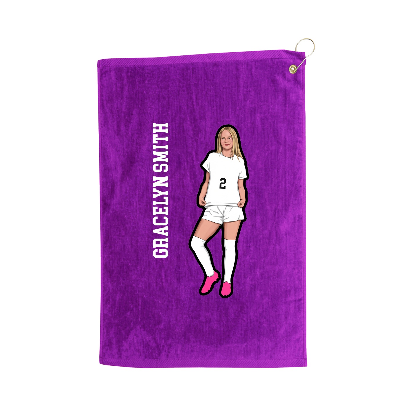 Golf Towel — Name Vertical in Purple