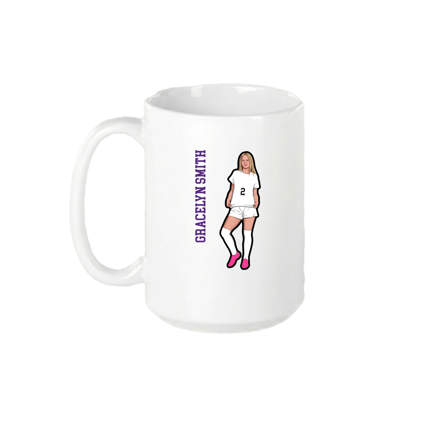 15oz Coffee Mug — Name Vertical in White