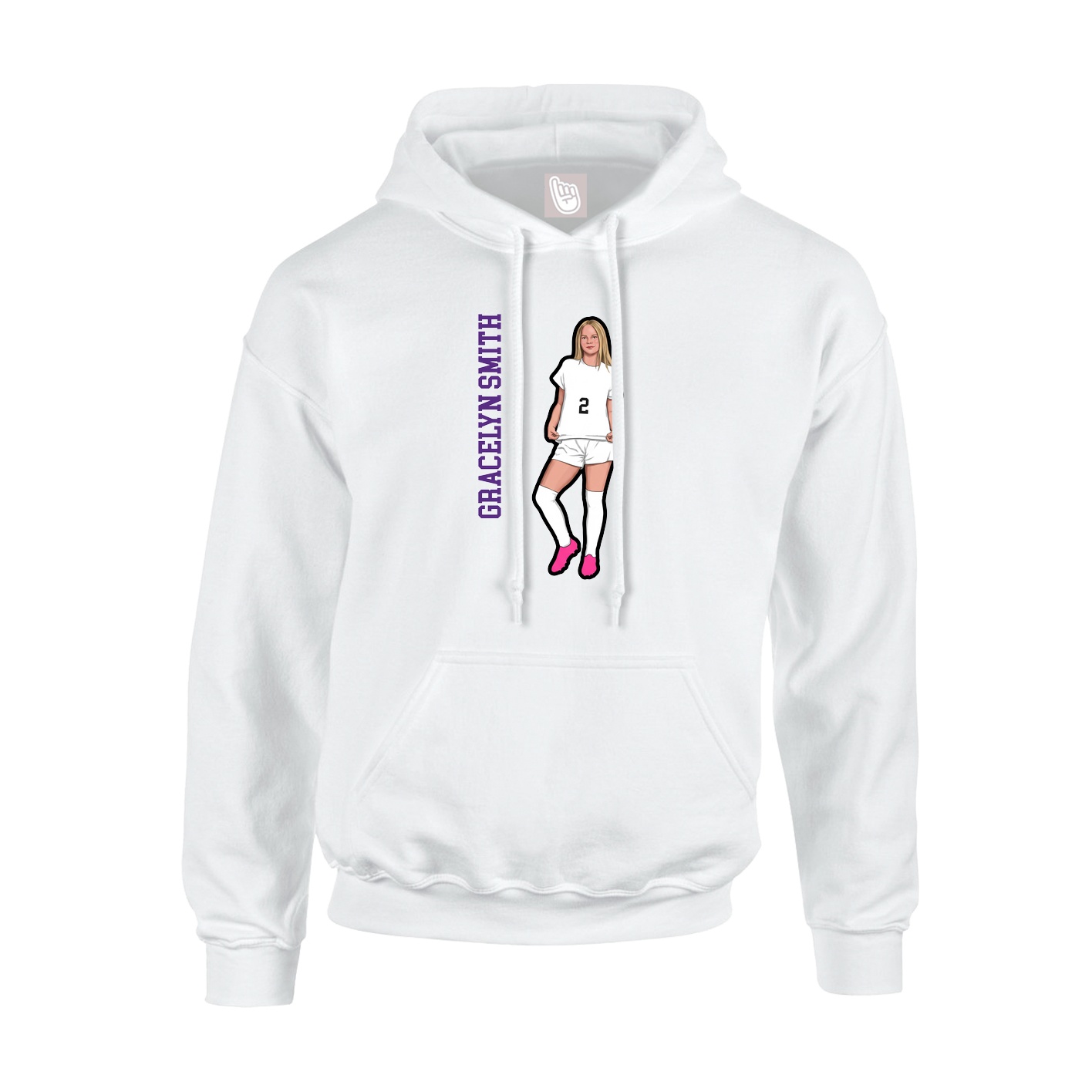 Youth Hoodie — Name Vertical in White