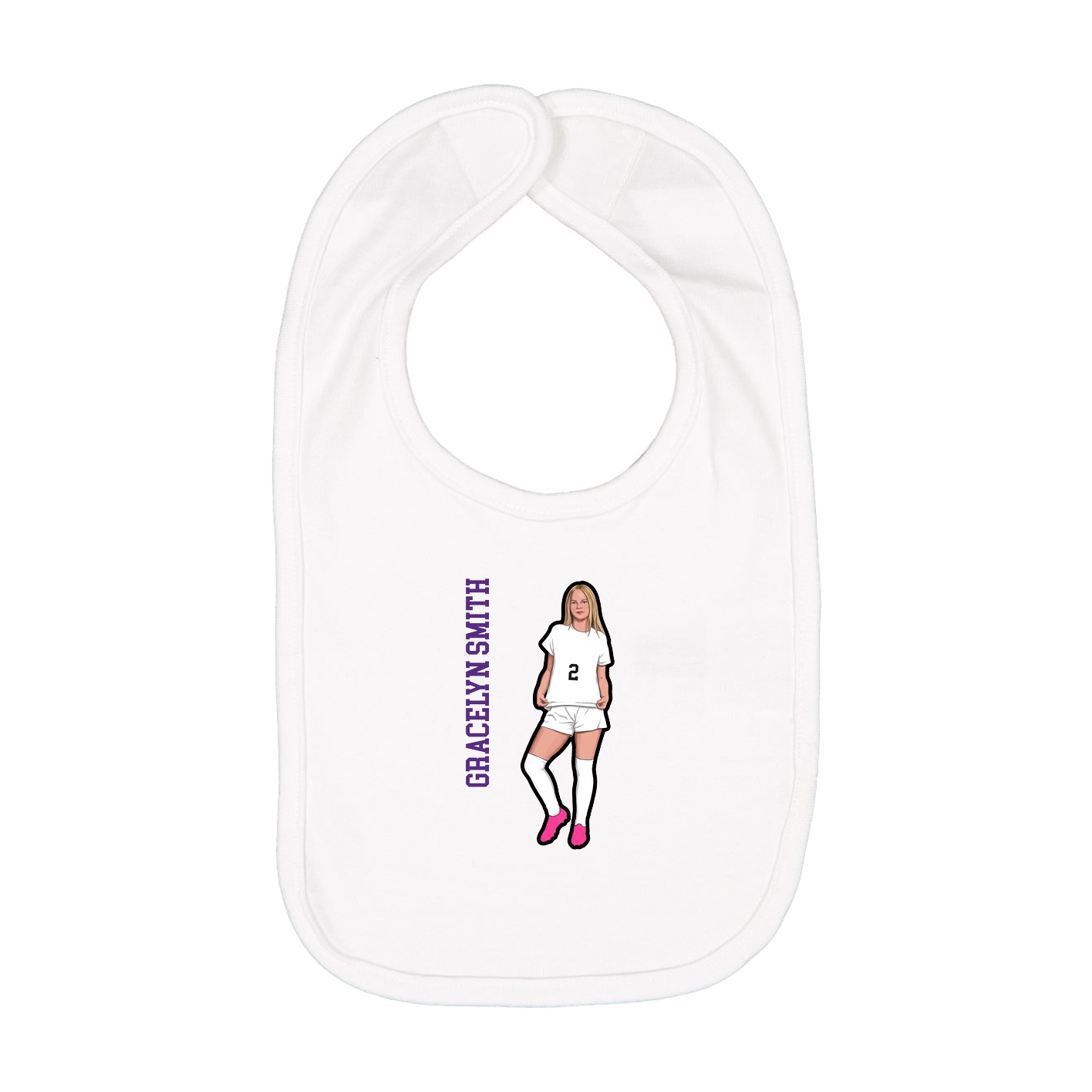 Infant Bib — Name Vertical in White