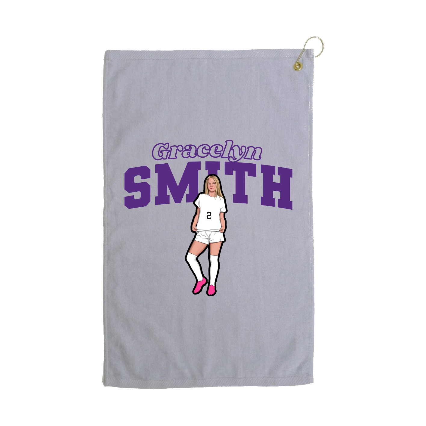 Golf Towel — Name Arch in Grey