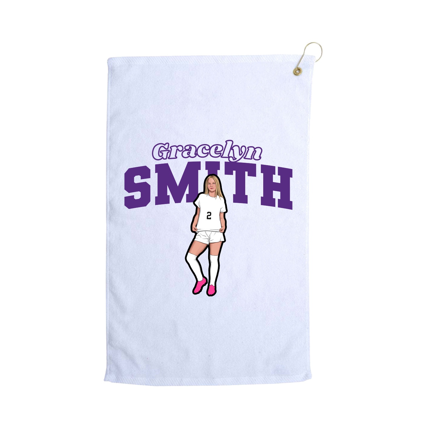 Golf Towel — Name Arch in White