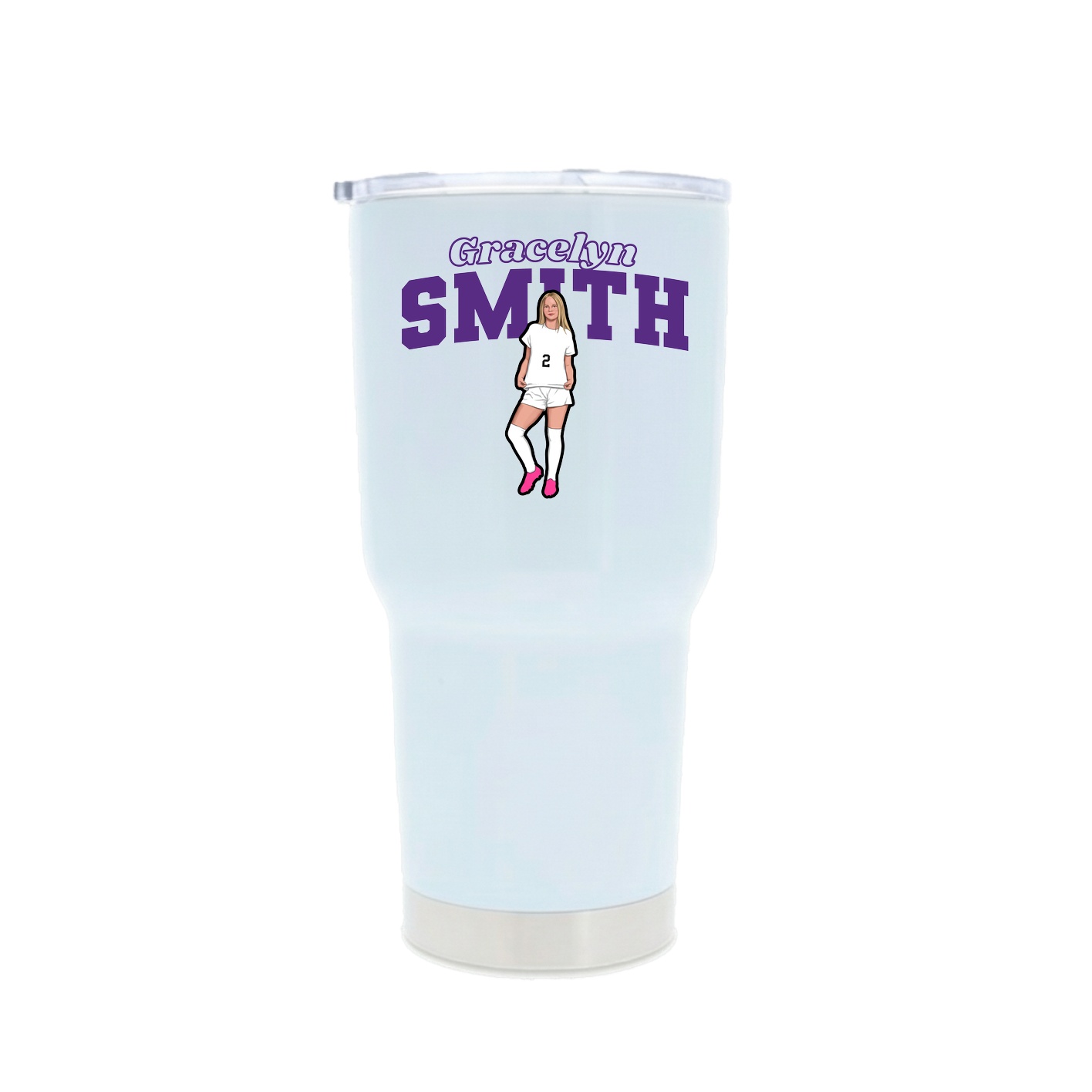 30oz Stainless Steel Tumbler — Name Arch in White