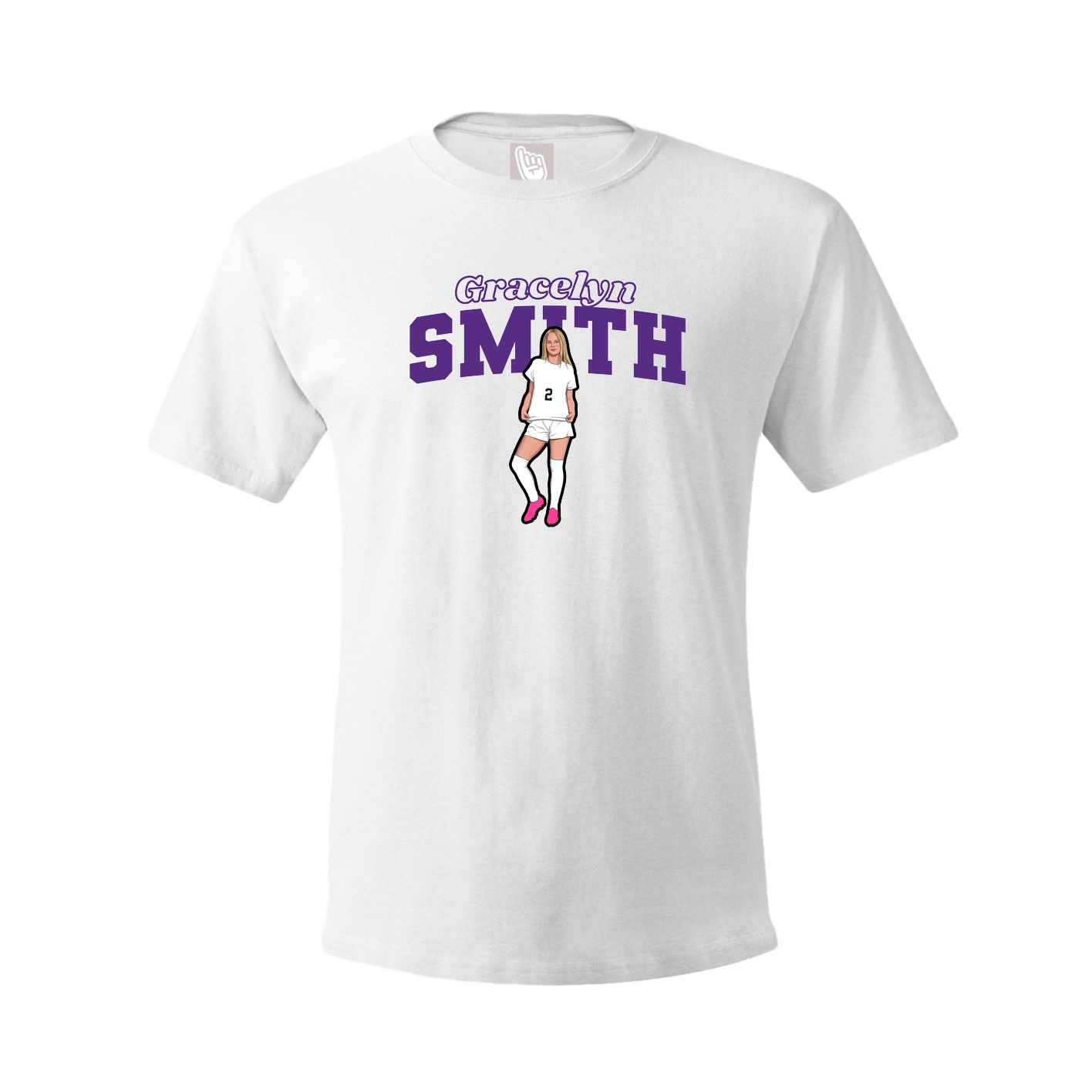 Youth Tee — Name Arch in White