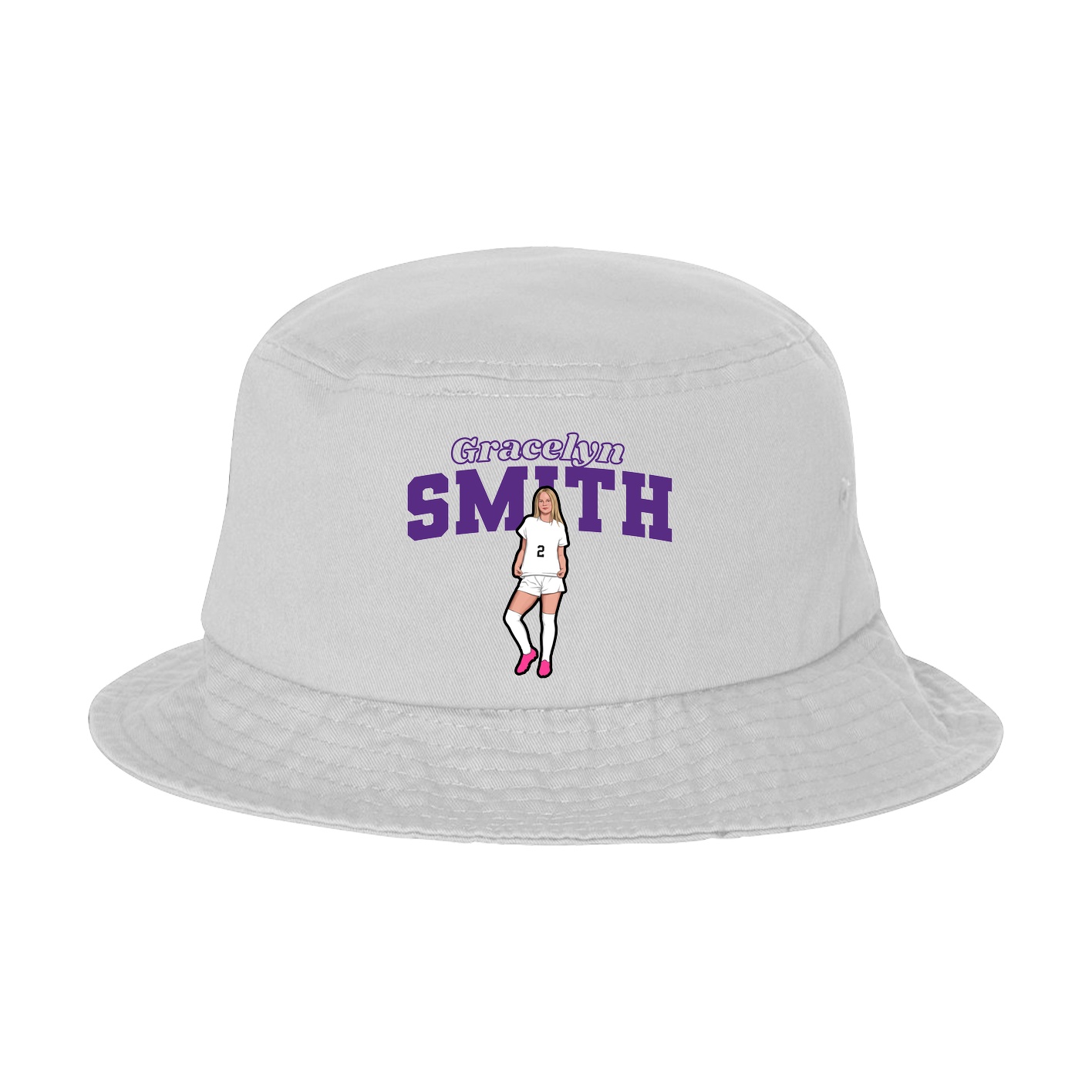 Bucket Cap — Name Arch in White