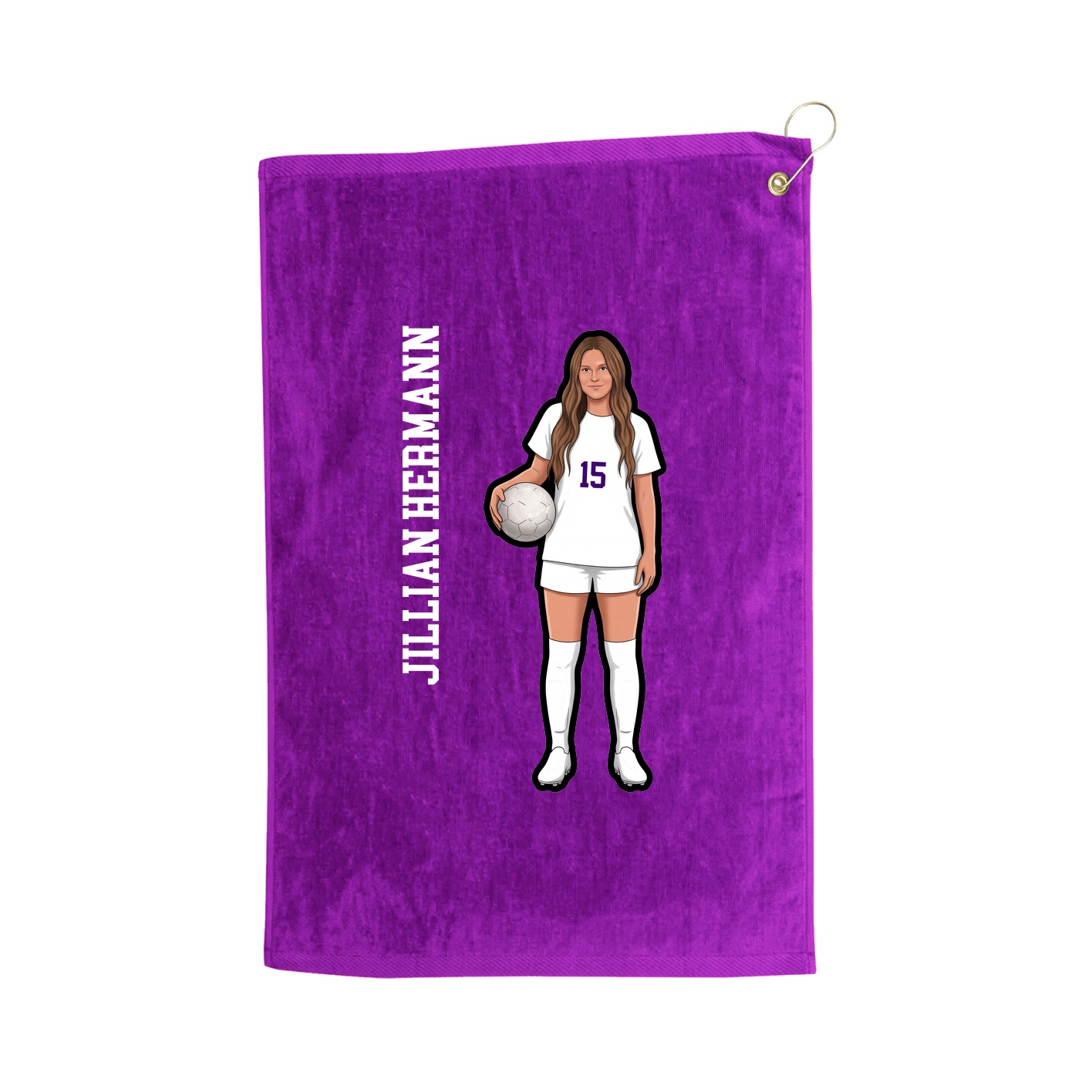 Golf Towel — Name Vertical in Purple