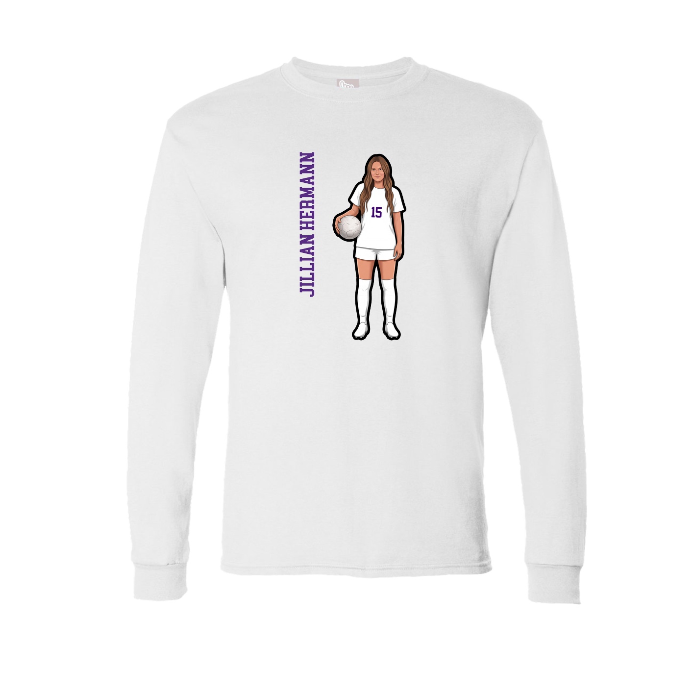 Long Sleeve Tee — Name Vertical in White