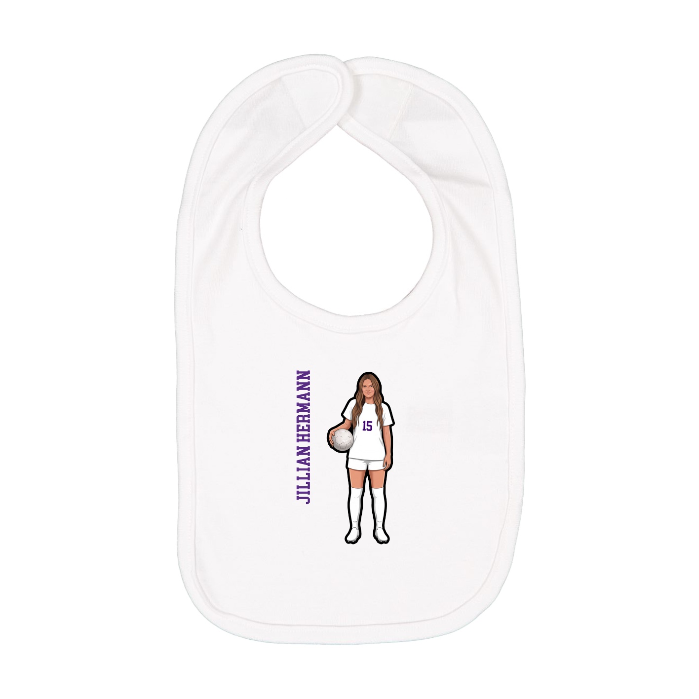 Infant Bib — Name Vertical in White