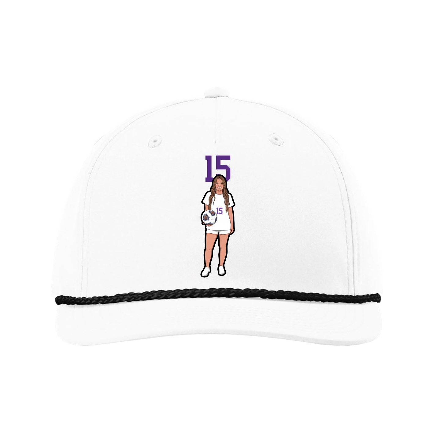 Five-Panel Classic Rope Cap — Number Top in White