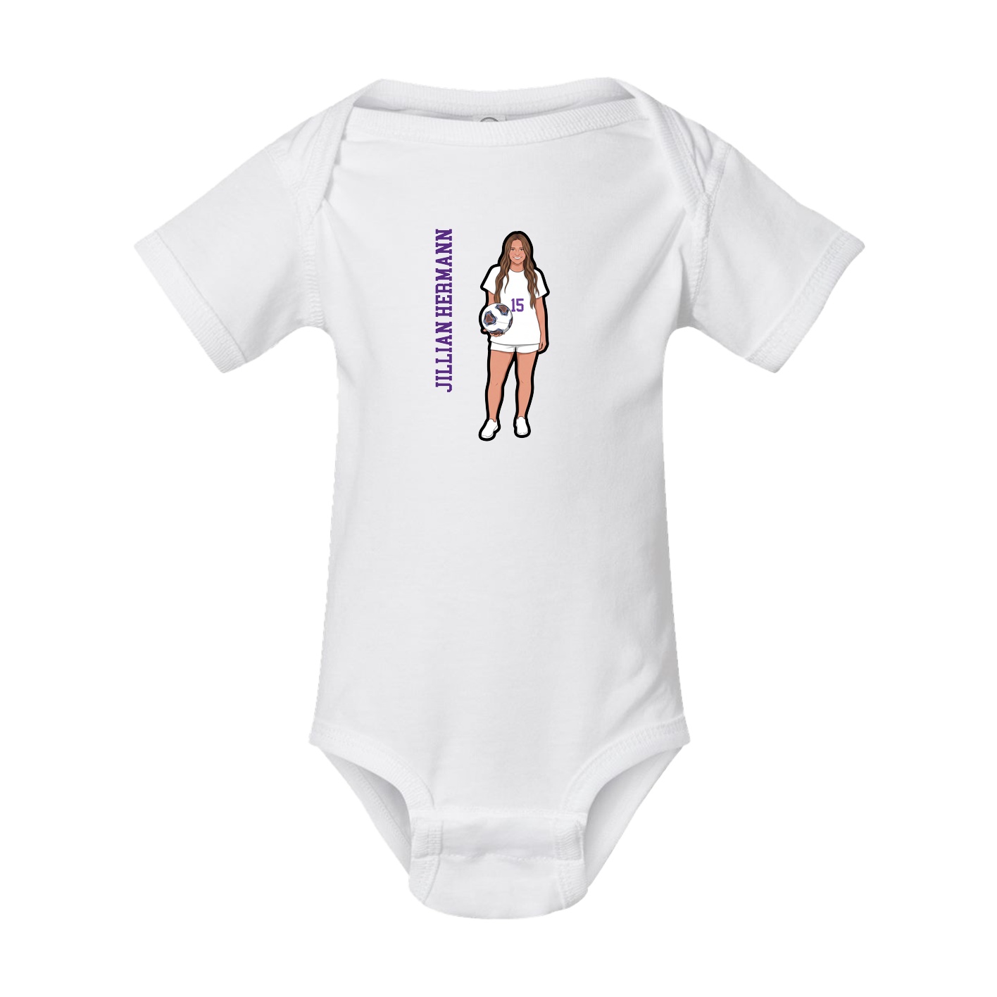 Baby Onesie — Name Vertical in White