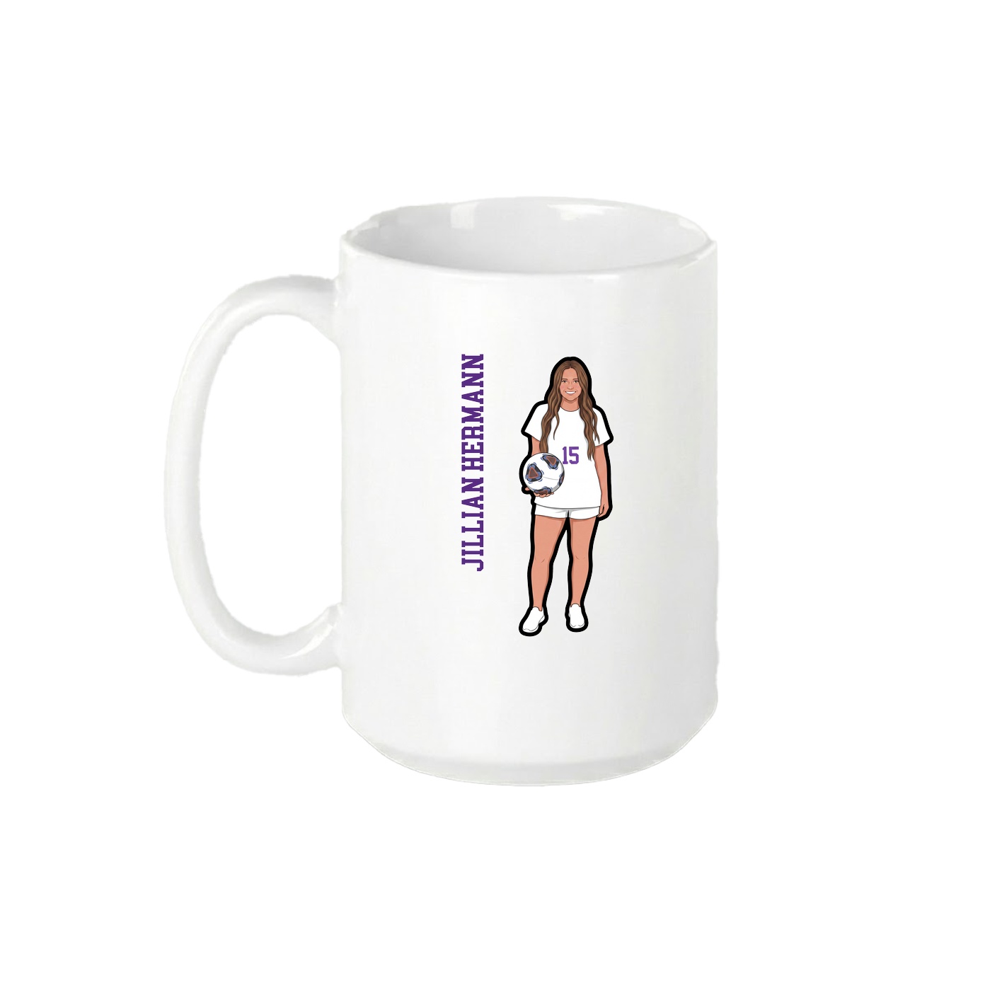 15oz Coffee Mug — Name Vertical in White