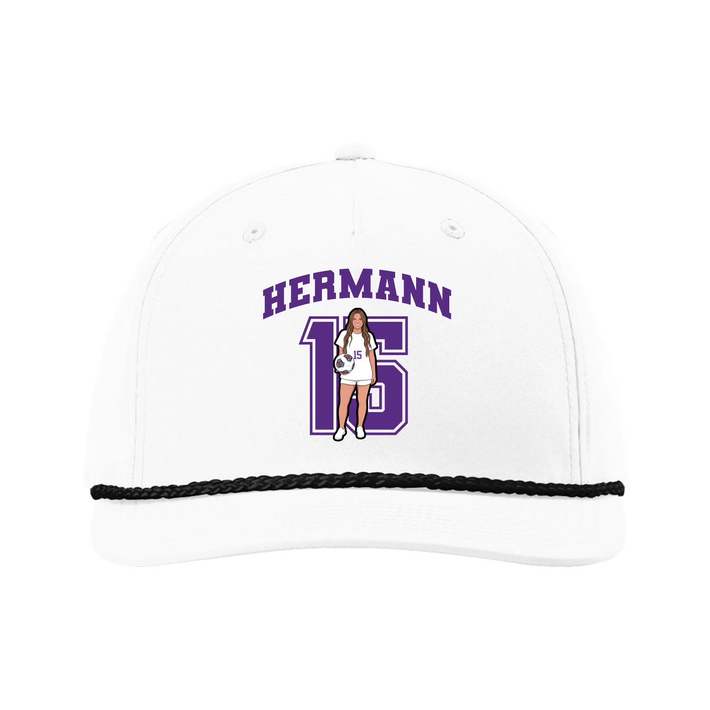 Five-Panel Classic Rope Cap — Number in White