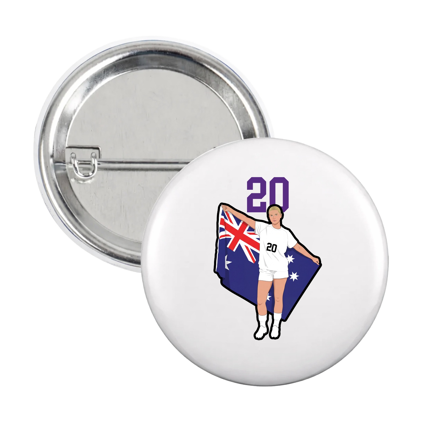 Game Day Button — Number Top in White