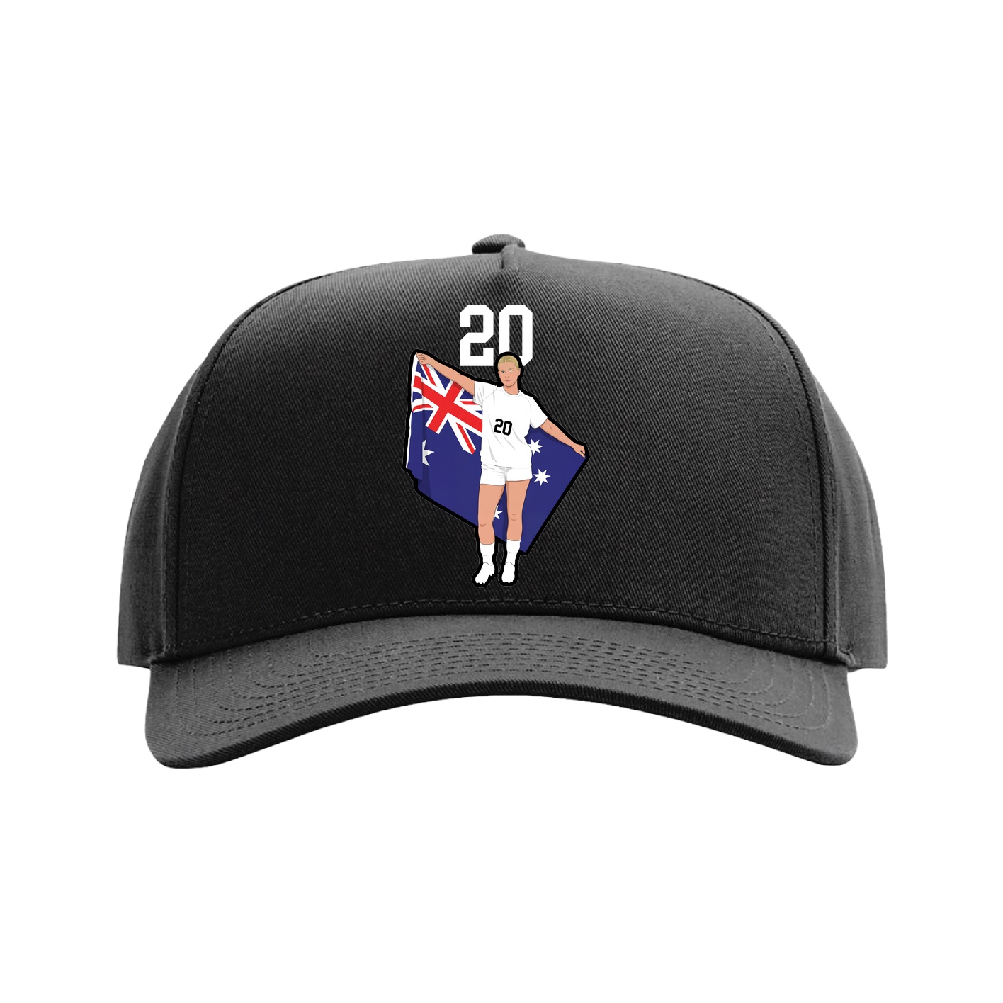 Full Fabric Five-Panel Champ Cap — Number Top in Black