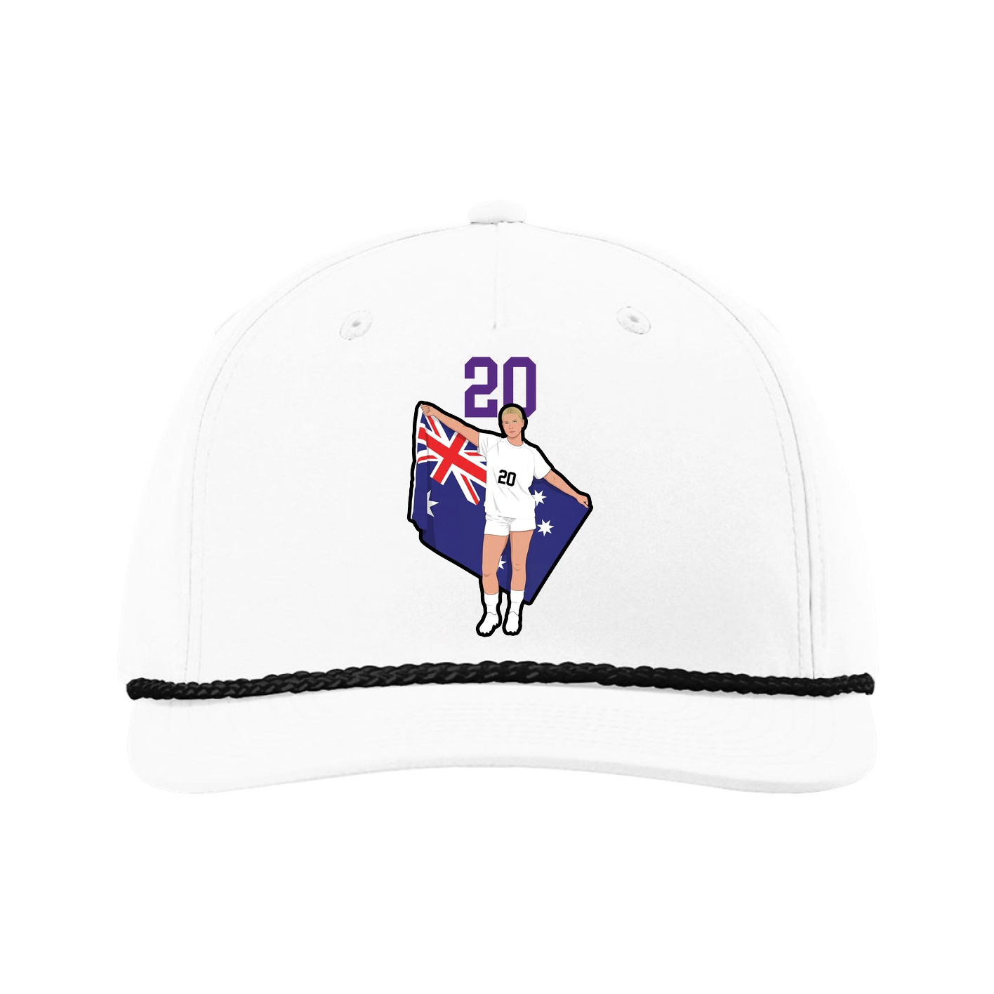 Five-Panel Classic Rope Cap — Number Top in White