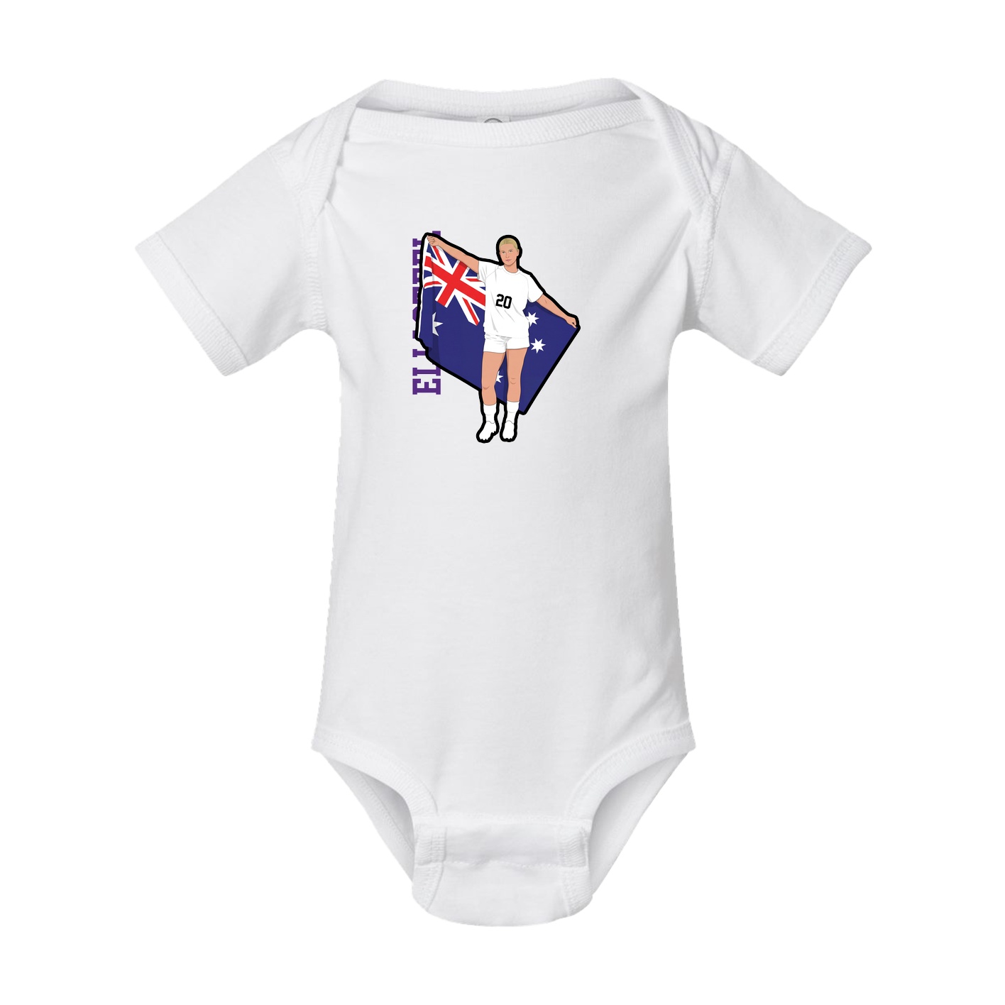 Baby Onesie — Name Vertical in White